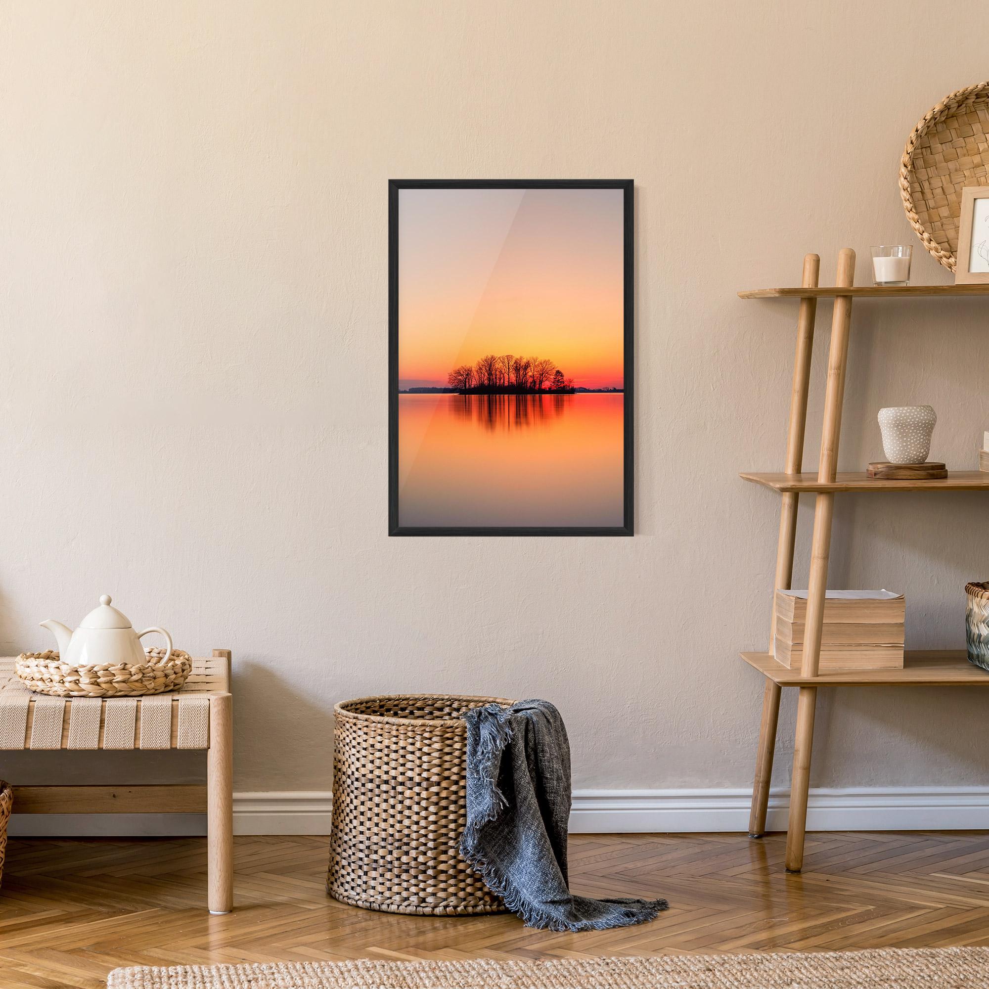 Gerahmte Poster Tree Sunset Lake mockup 9
