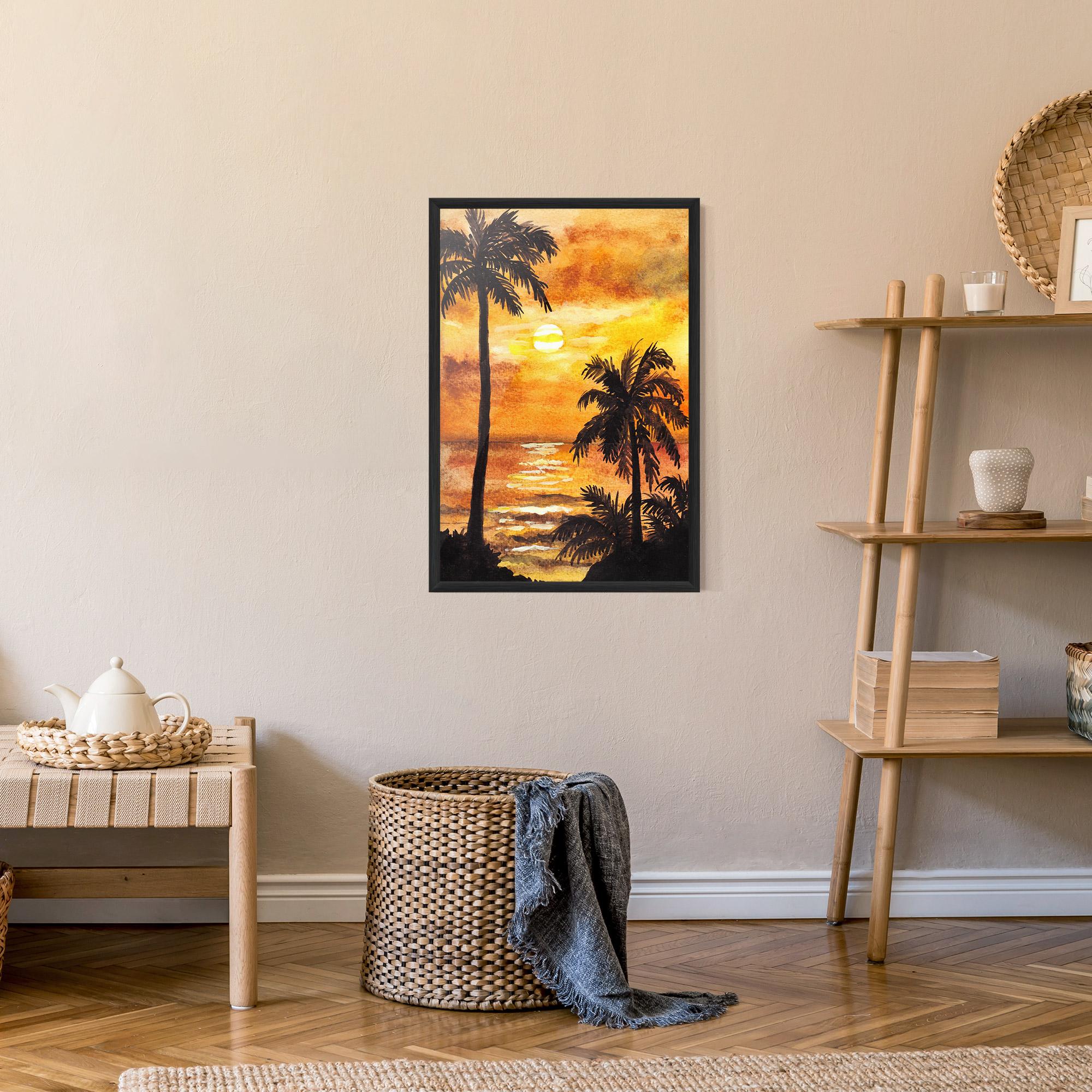 Gerahmte Poster Watercolor Painting Sunrise mockup 9