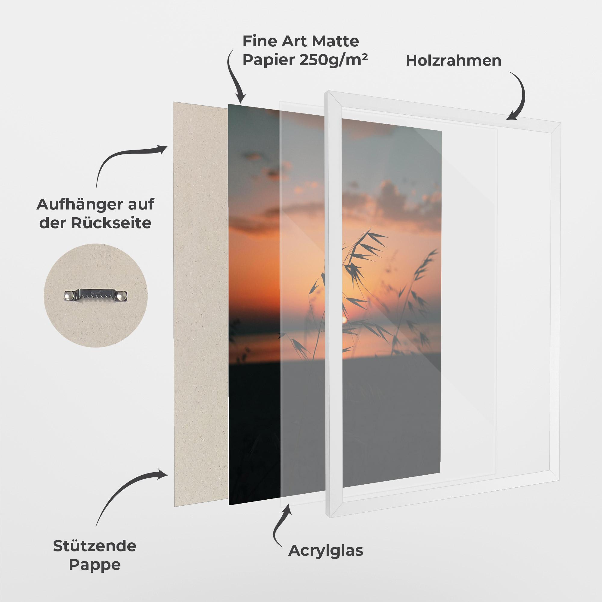 Gerahmte Poster Small Leaves Sunset mockup 1