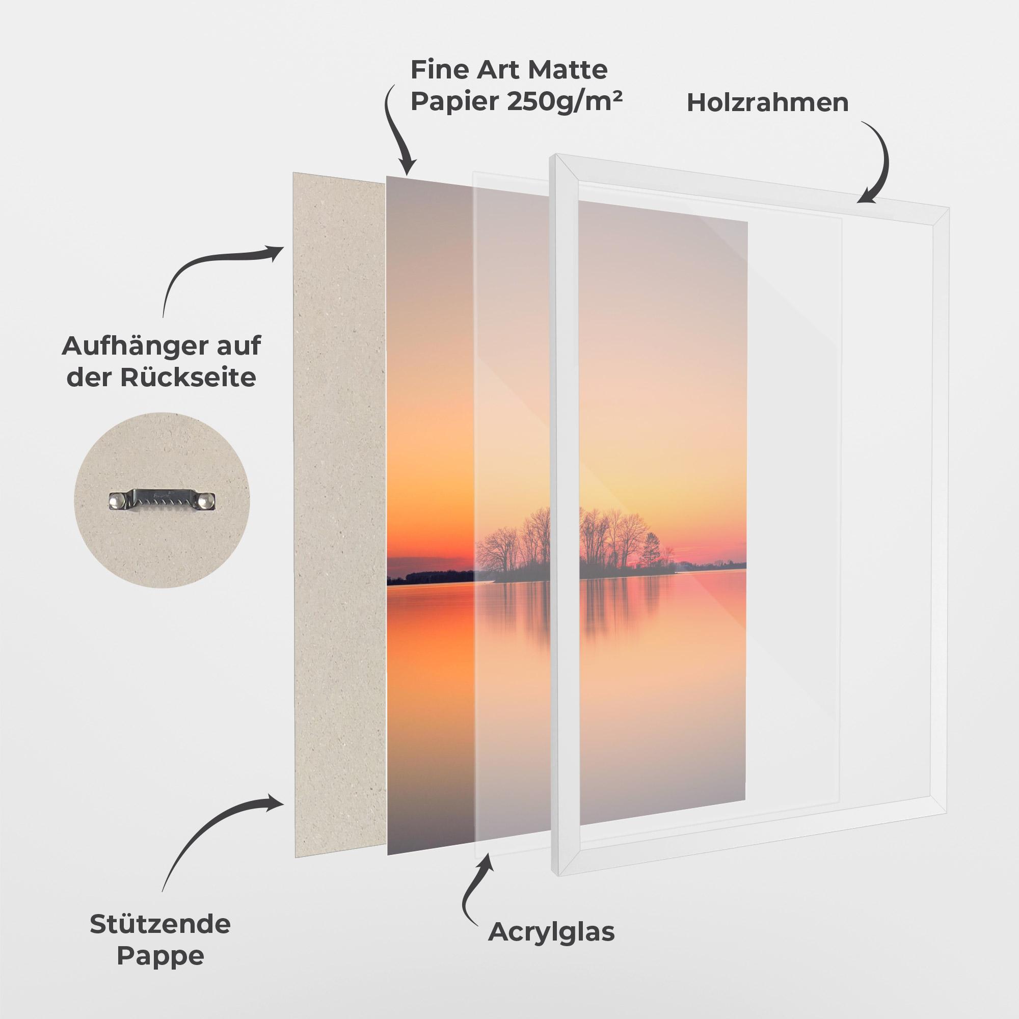 Gerahmte Poster Tree Sunset Lake mockup 1