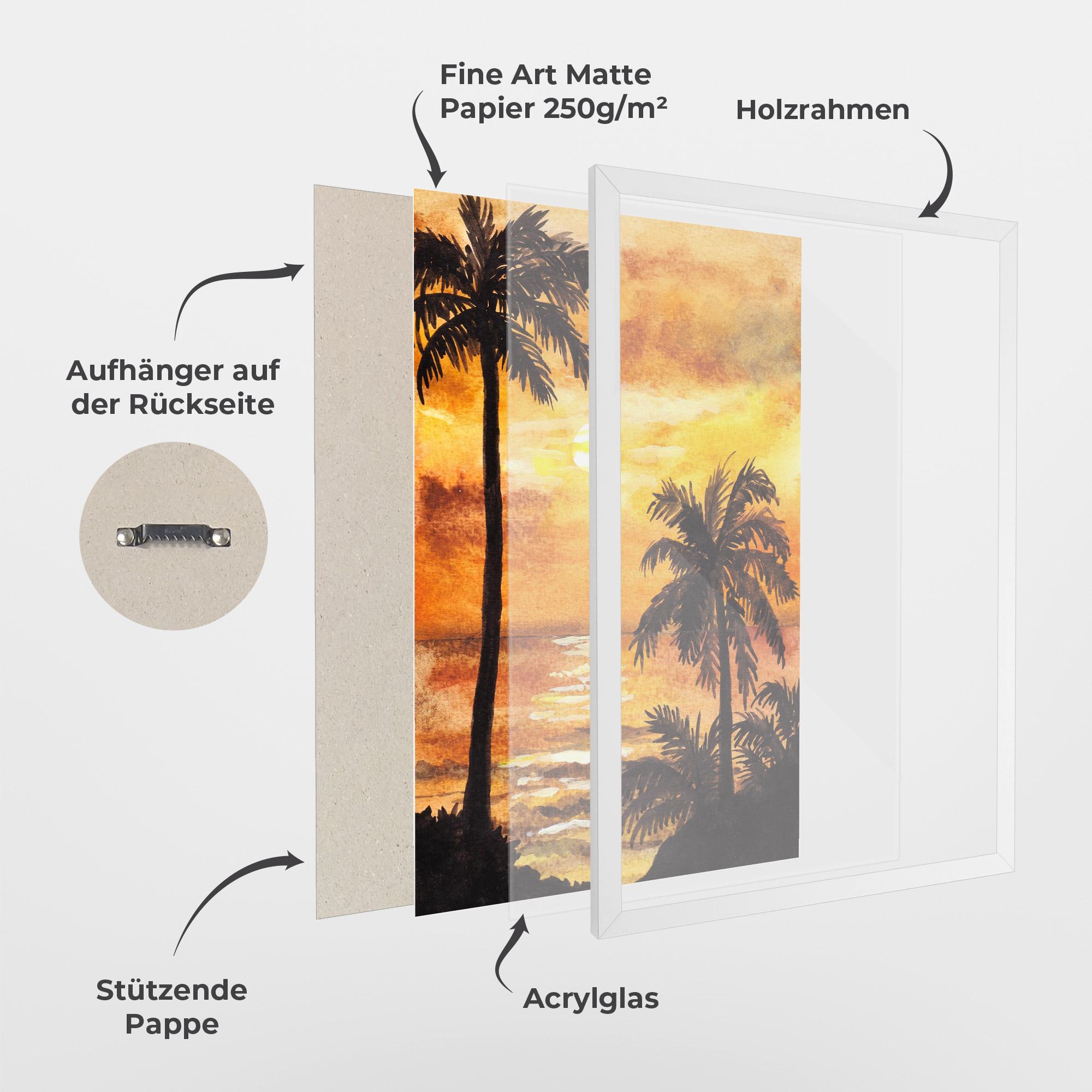 Gerahmte Poster Watercolor Painting Sunrise mockup 1