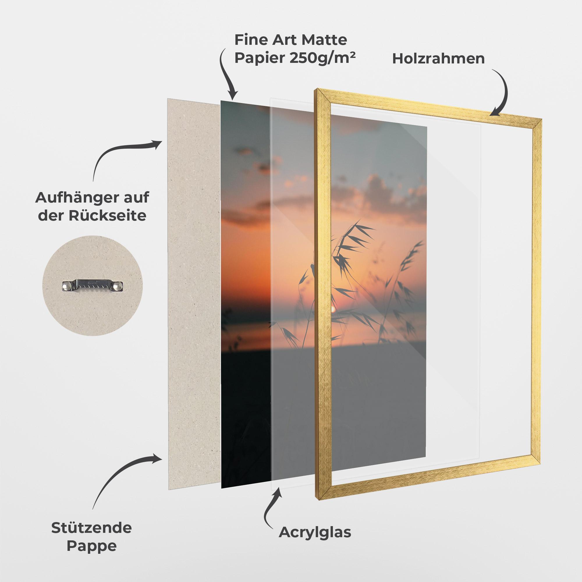 Gerahmte Poster Small Leaves Sunset mockup 1