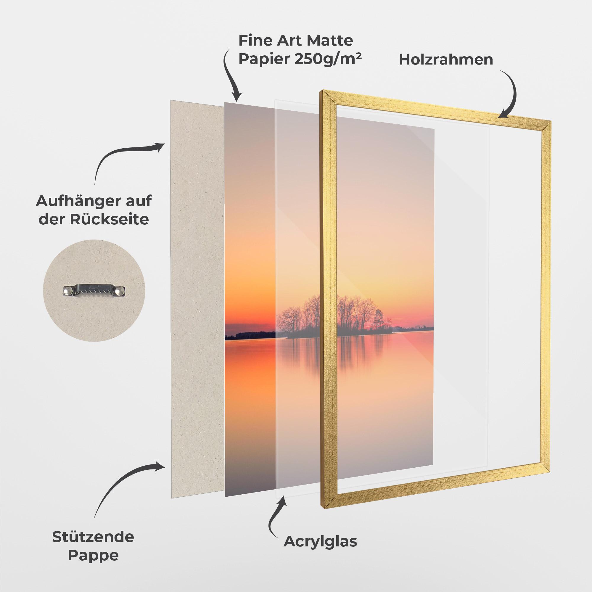 Gerahmte Poster Tree Sunset Lake mockup 1