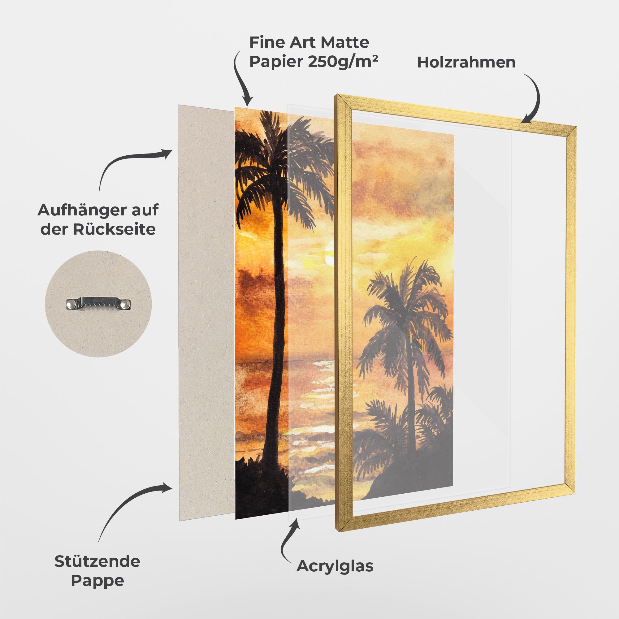 Gerahmte Poster Watercolor Painting Sunrise mockup 1