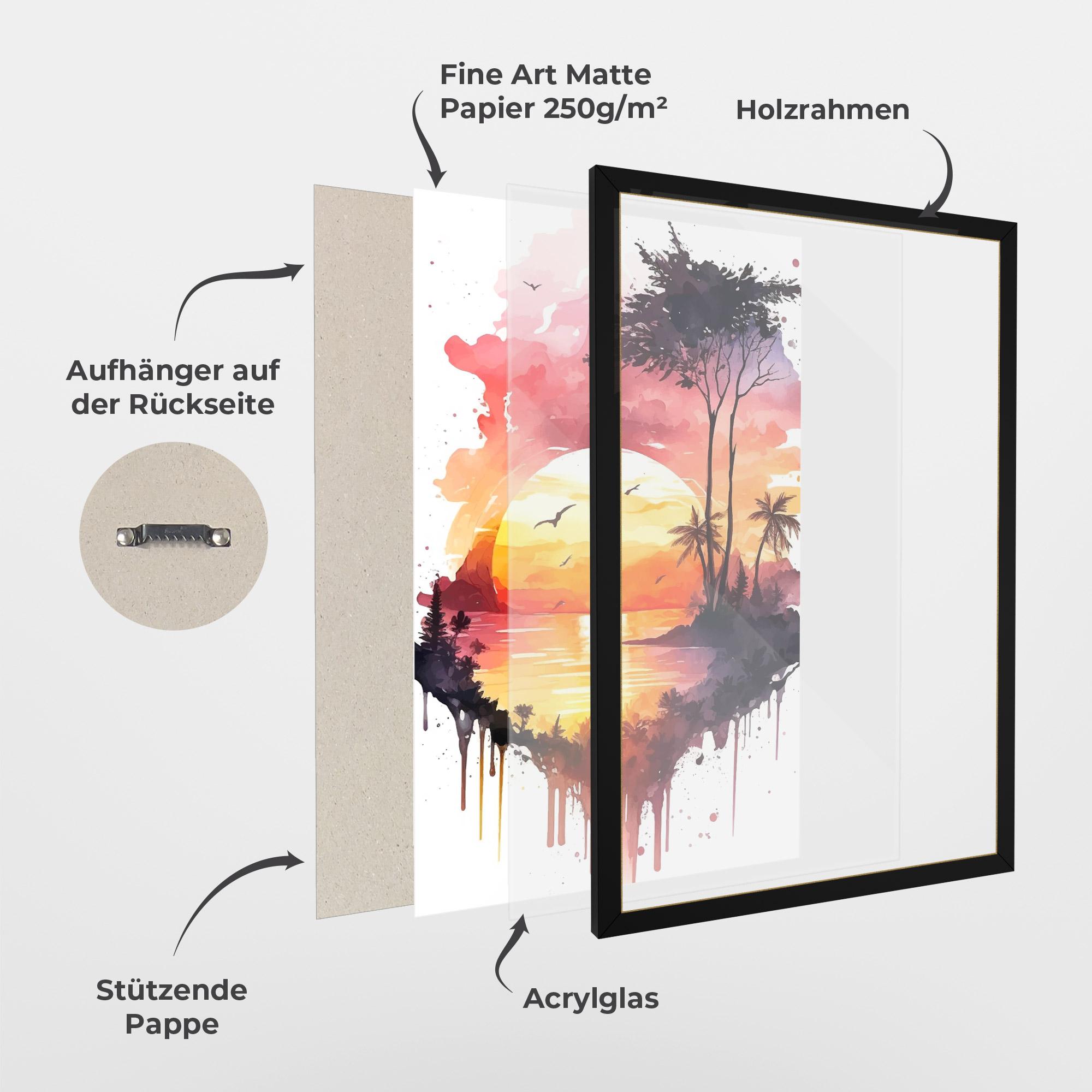 Gerahmte Poster Purple Sunset Art mockup 1