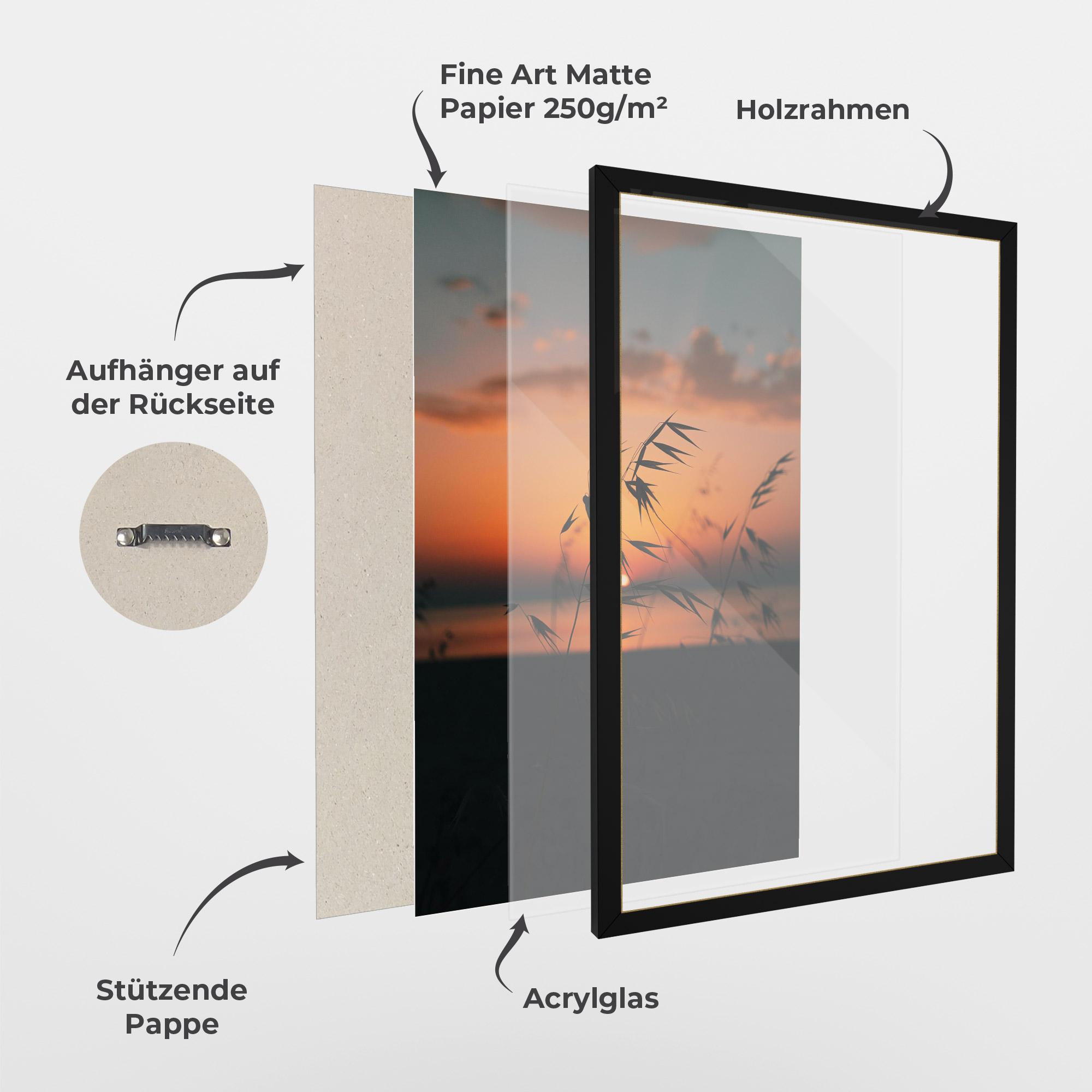 Gerahmte Poster Small Leaves Sunset mockup 1