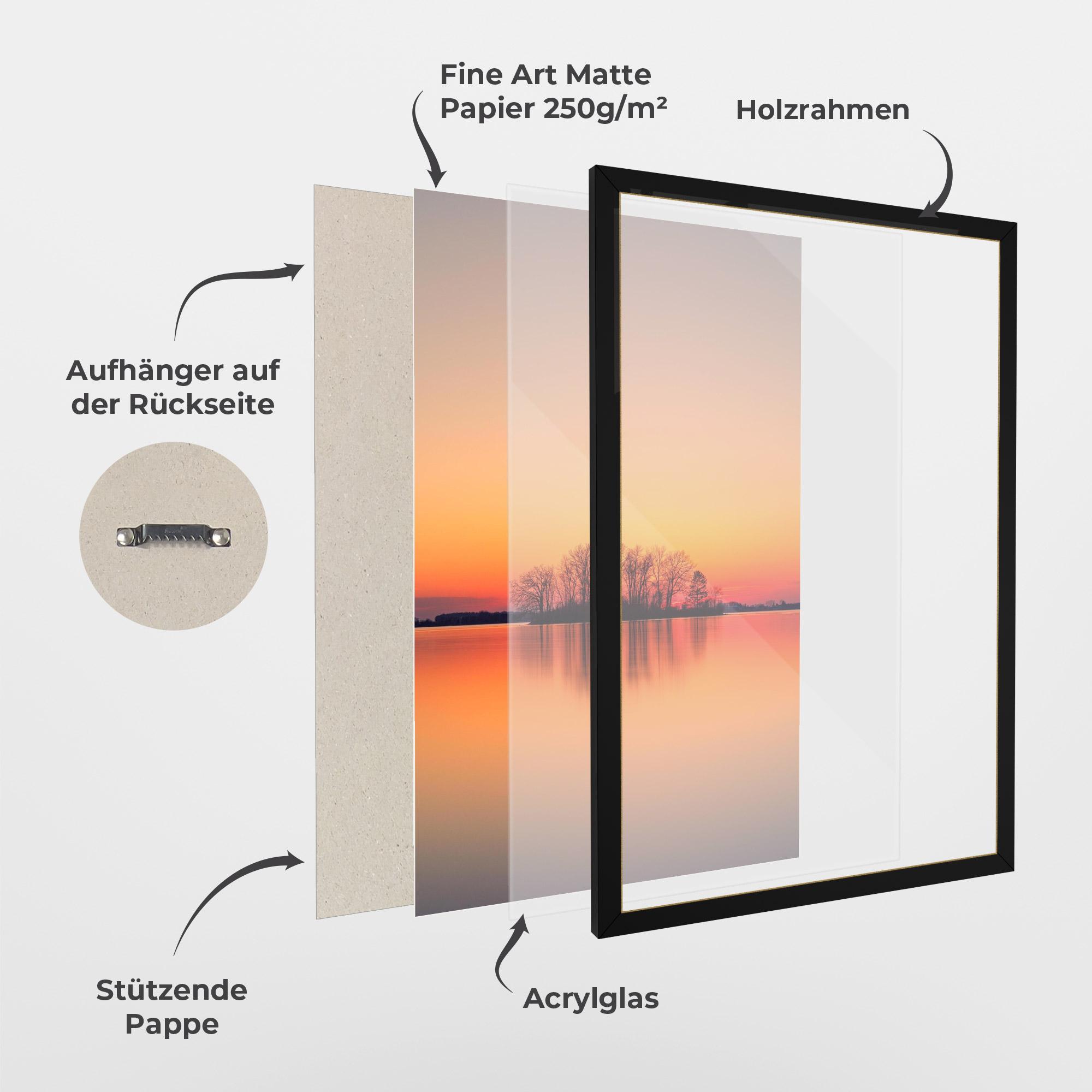 Gerahmte Poster Tree Sunset Lake mockup 1