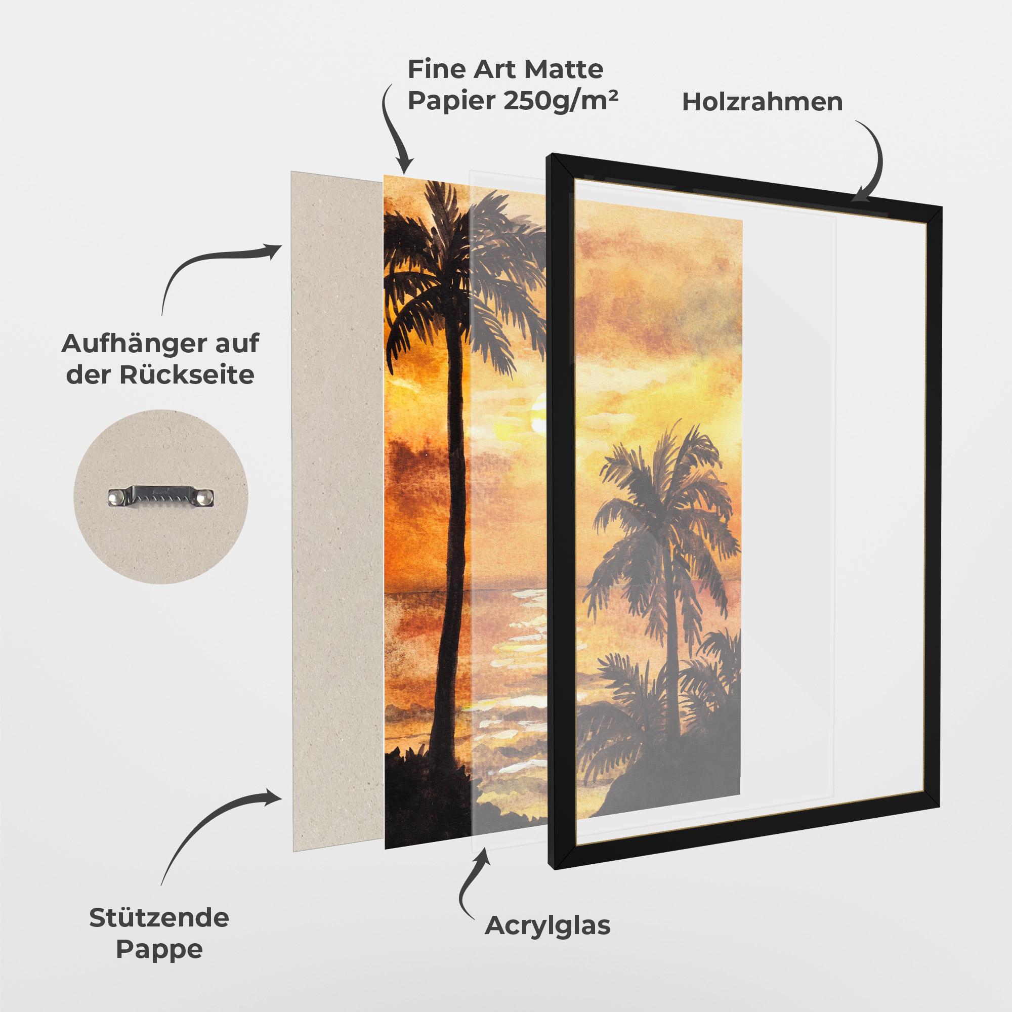 Gerahmte Poster Watercolor Painting Sunrise mockup 1
