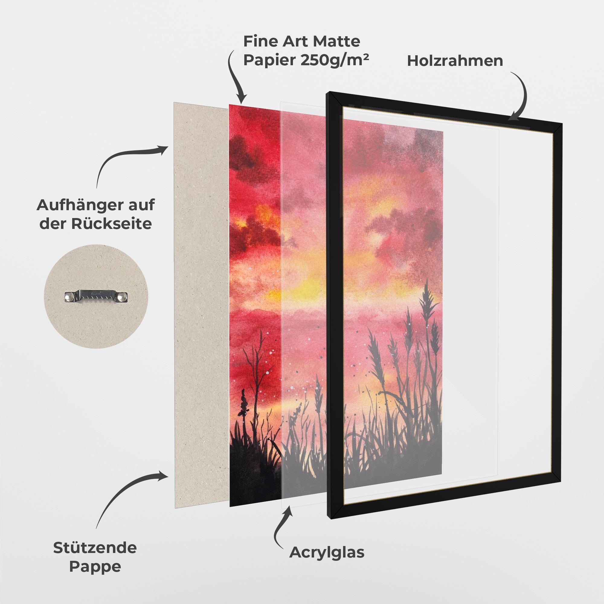 Watercolor Pink Sunset Painting mockup 1