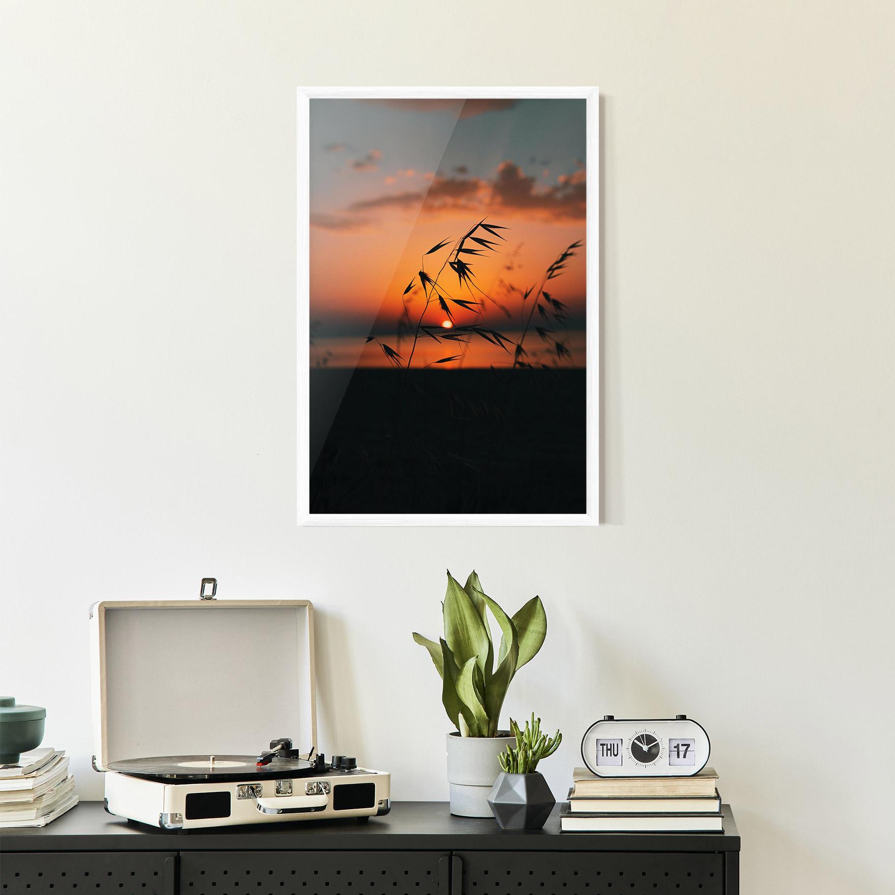 Gerahmte Poster Small Leaves Sunset mockup 2