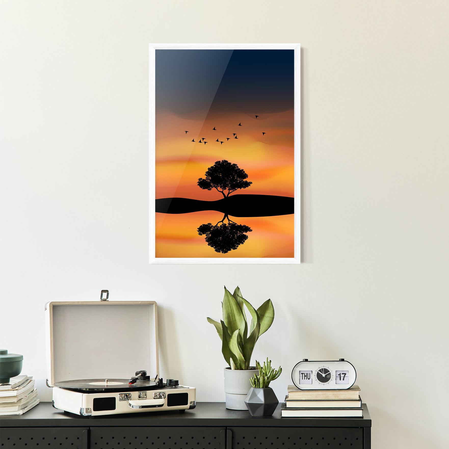 Gerahmte Poster Sundown Reflection mockup 2