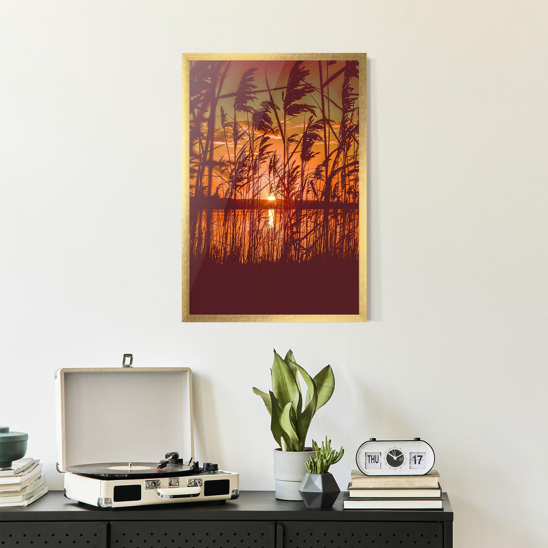 Gerahmte Poster Red Sunset Lake mockup 2