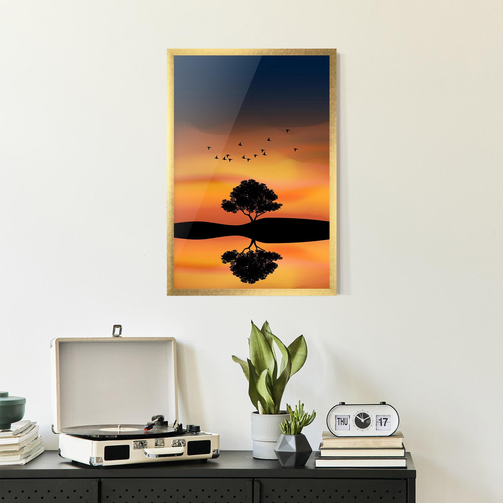 Gerahmte Poster Sundown Reflection mockup 2