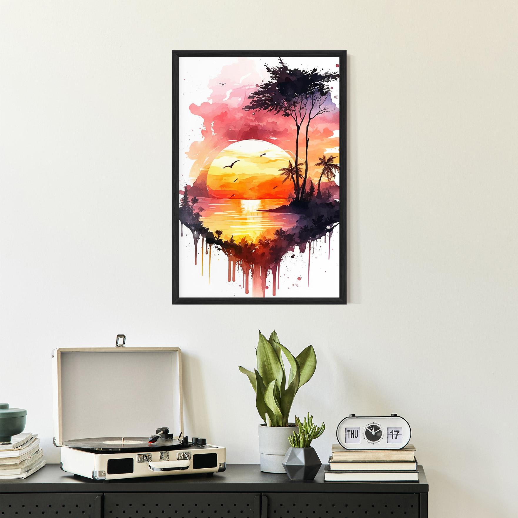 Gerahmte Poster Purple Sunset Art mockup 2