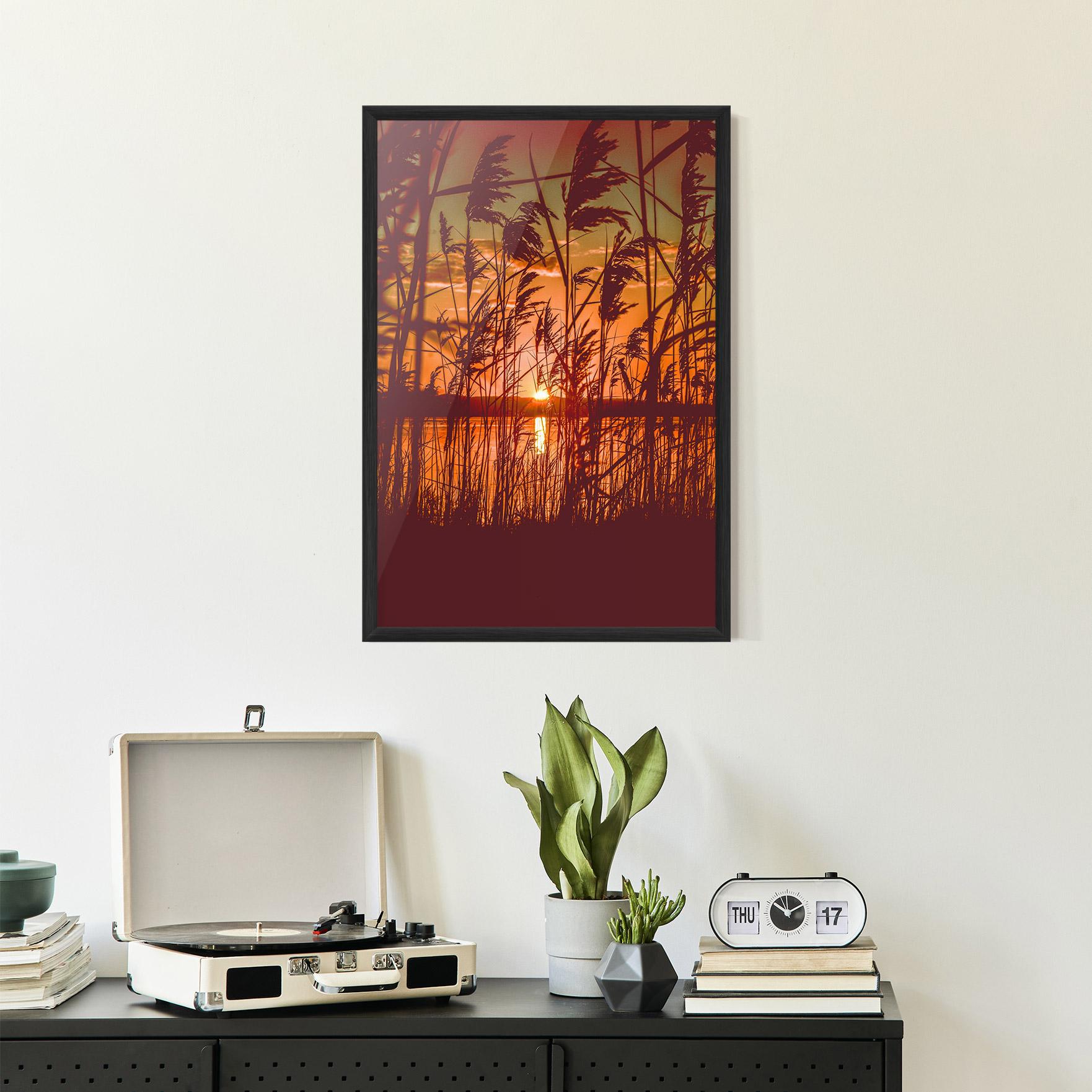 Gerahmte Poster Red Sunset Lake mockup 2