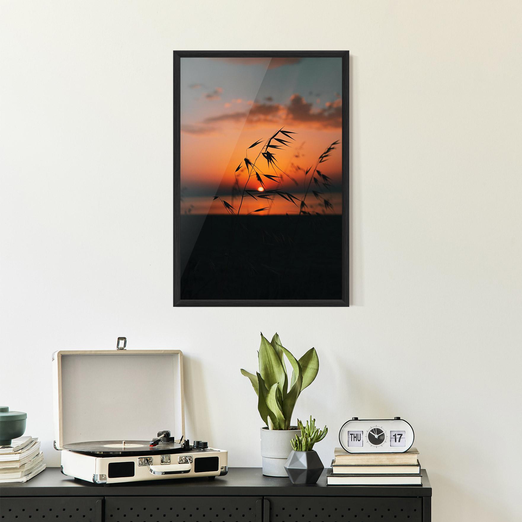 Gerahmte Poster Small Leaves Sunset mockup 2