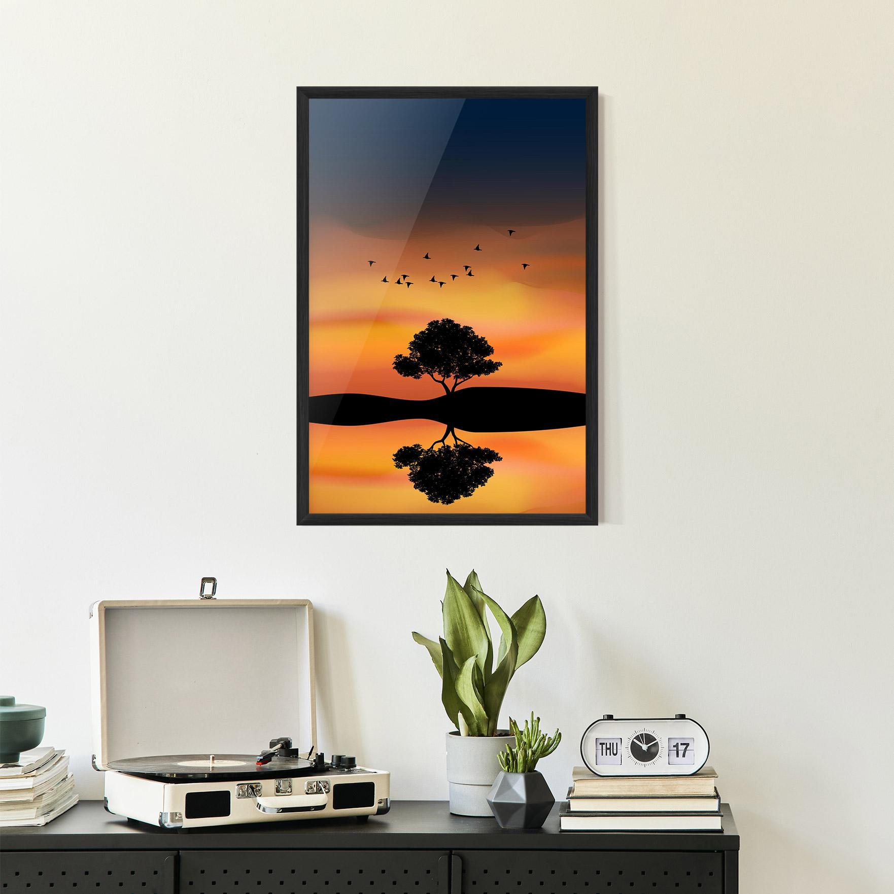 Gerahmte Poster Sundown Reflection mockup 2