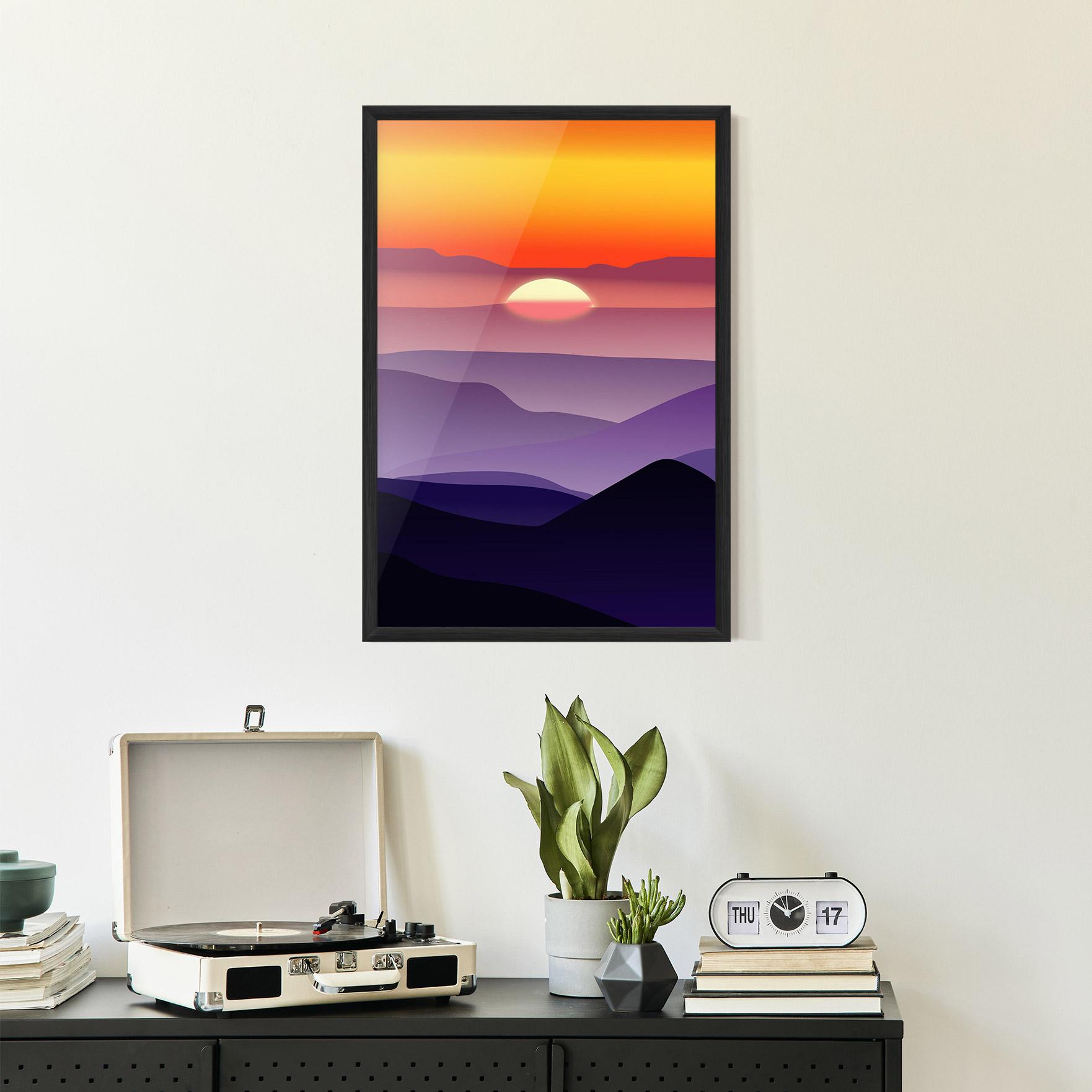 Gerahmte Poster Sunset Purple mockup 2