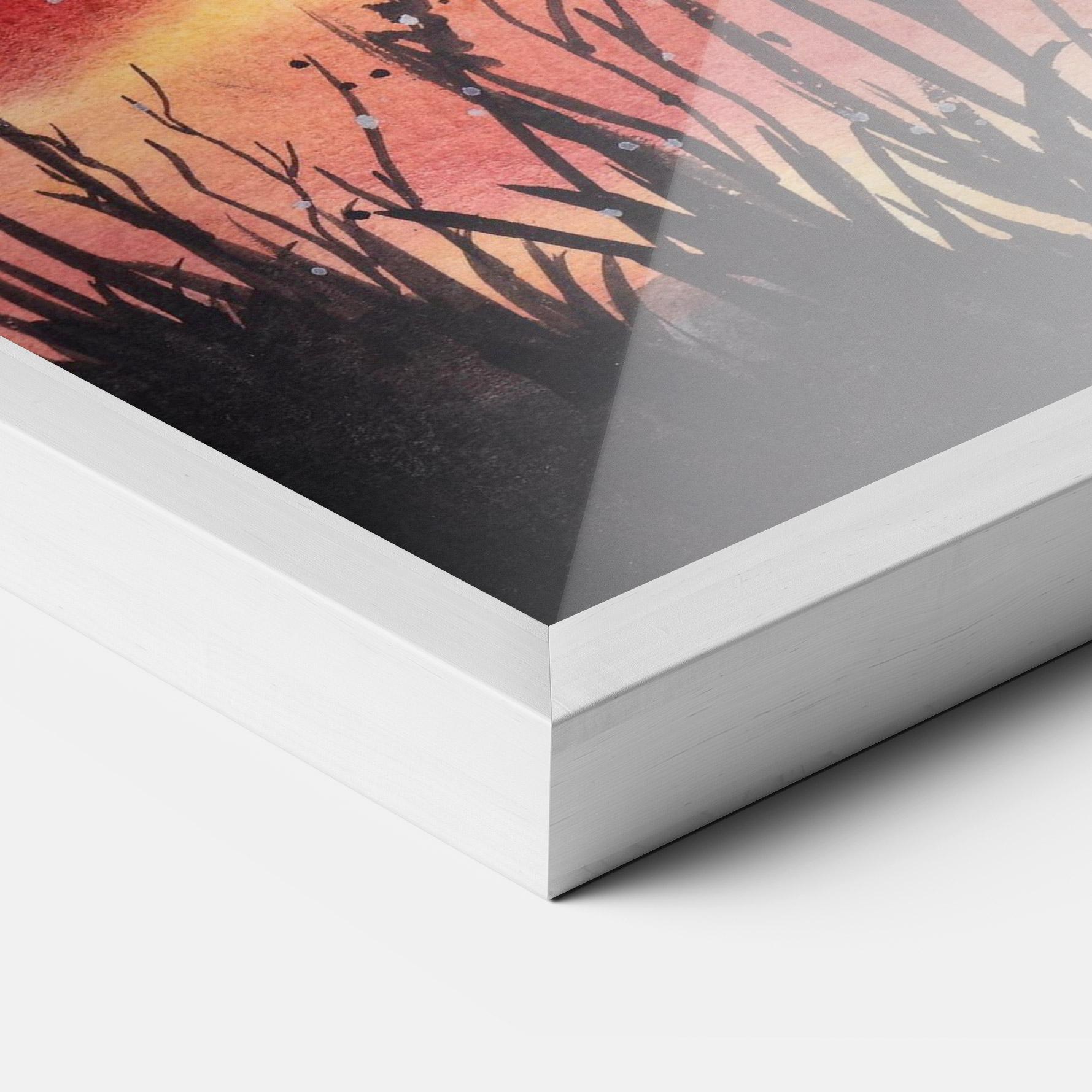 Gerahmte Poster Watercolor Pink Sunset Painting mockup 3