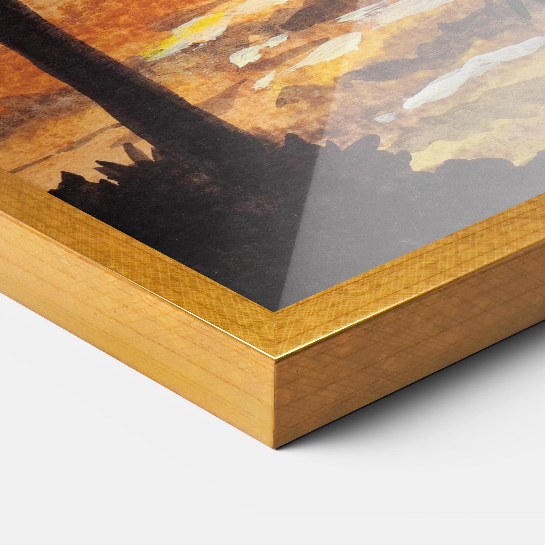 Gerahmte Poster Watercolor Painting Sunrise mockup 3