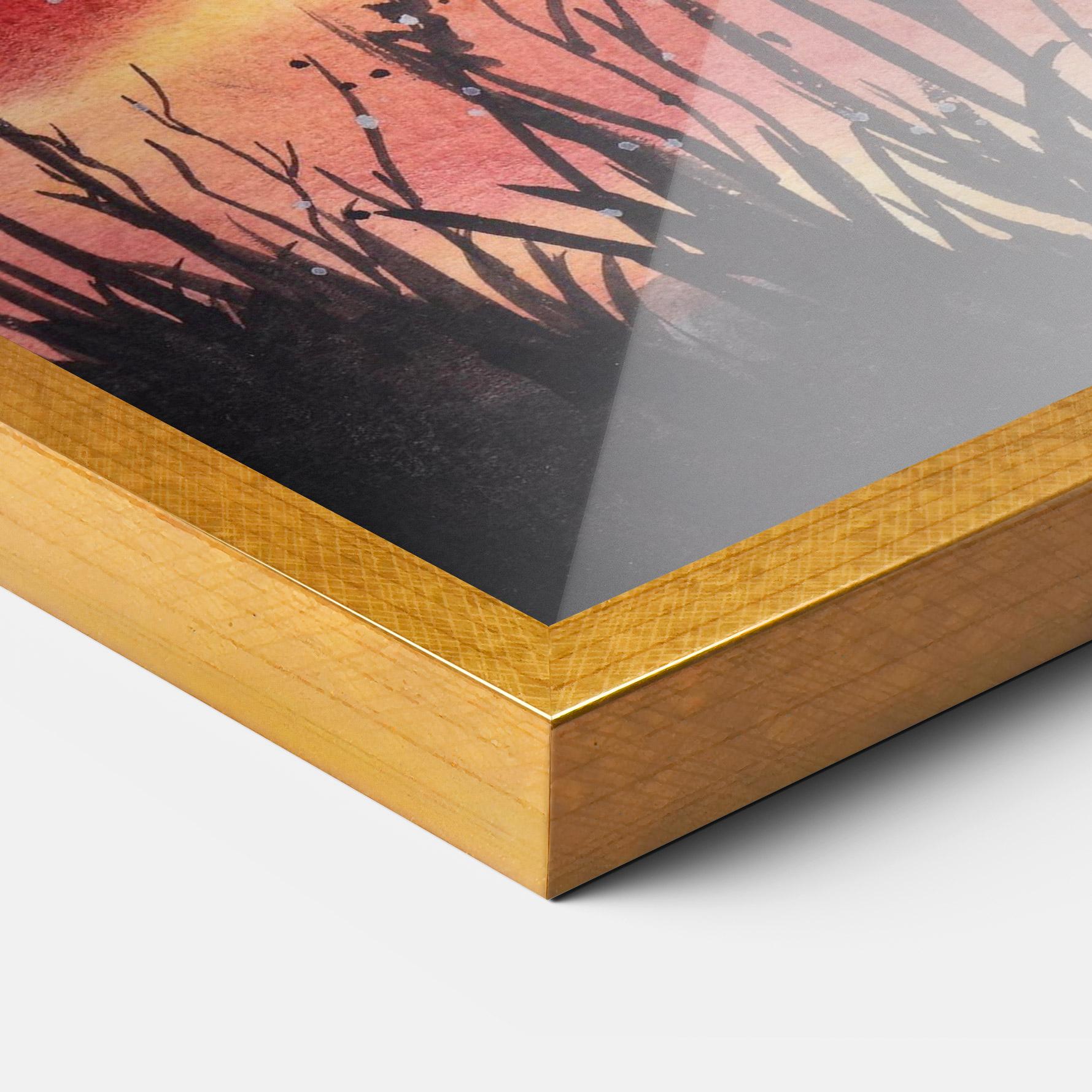 Gerahmte Poster Watercolor Pink Sunset Painting mockup 3