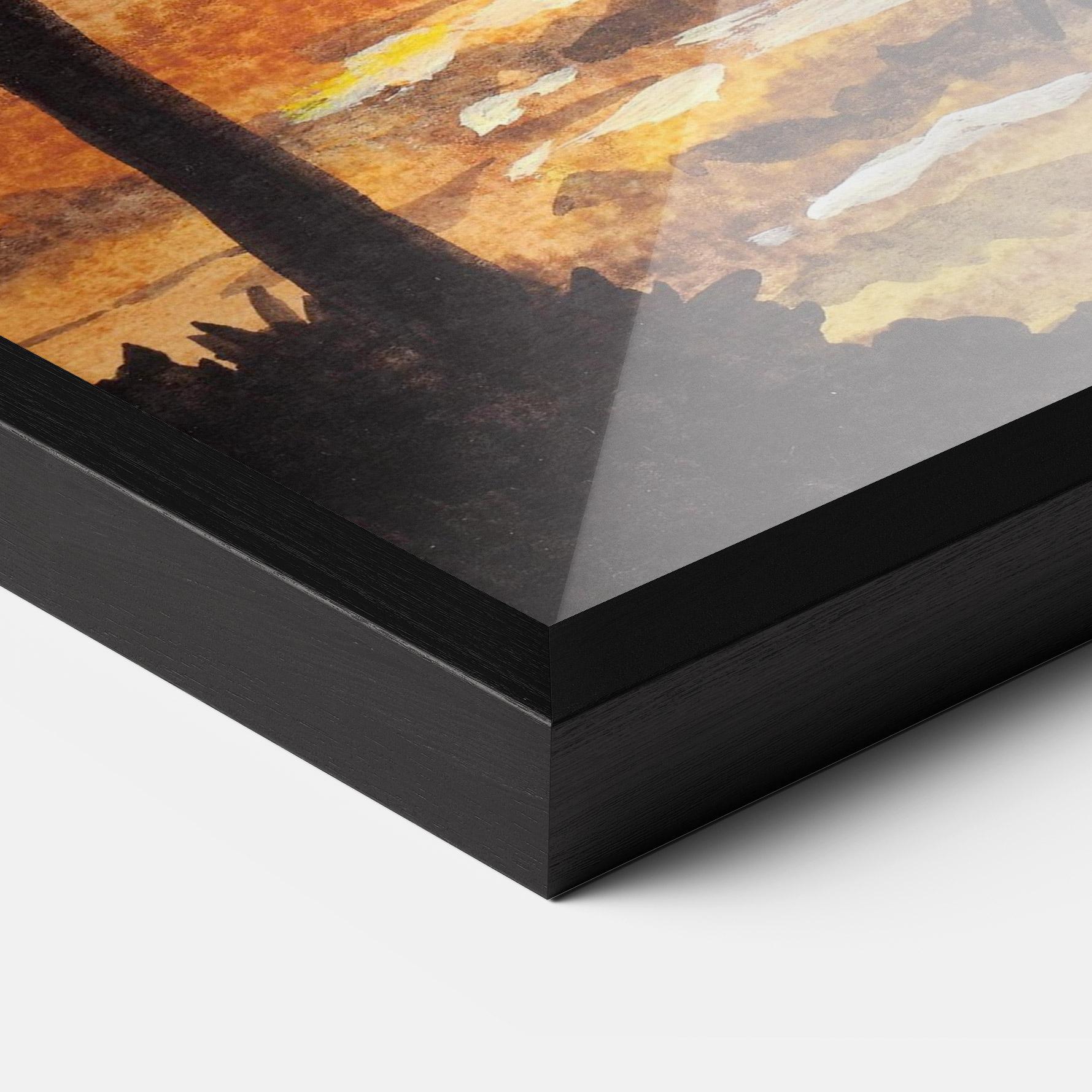 Gerahmte Poster Watercolor Painting Sunrise mockup 3