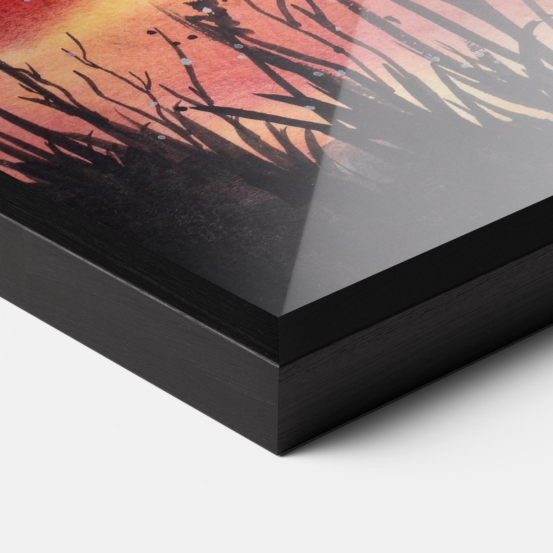 Gerahmte Poster Watercolor Pink Sunset Painting mockup 3