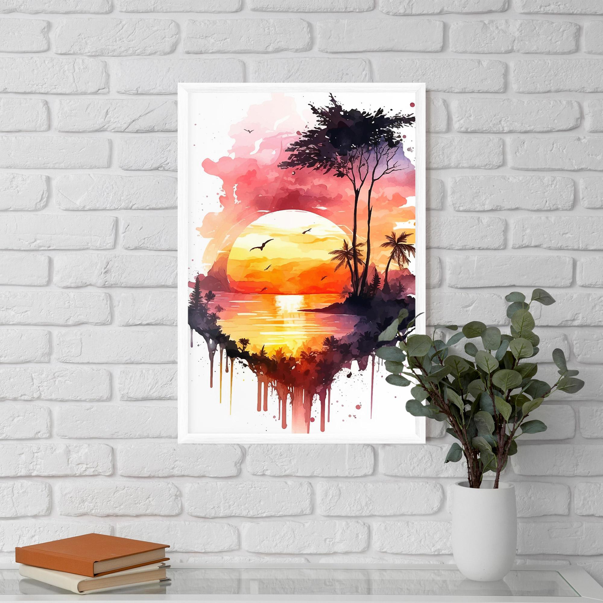 Gerahmte Poster Purple Sunset Art mockup 5