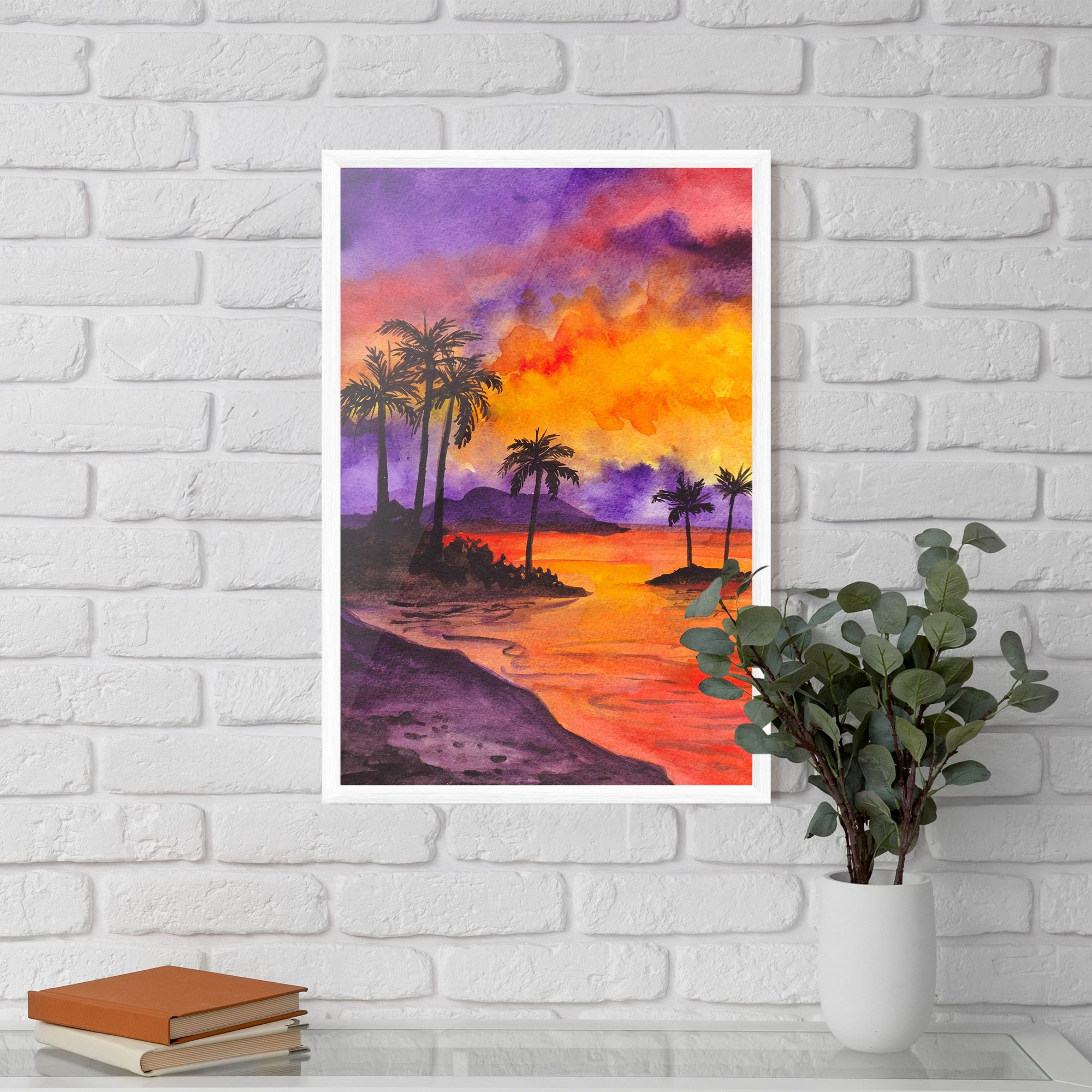 Sunset Watercolor Painting mockup 5