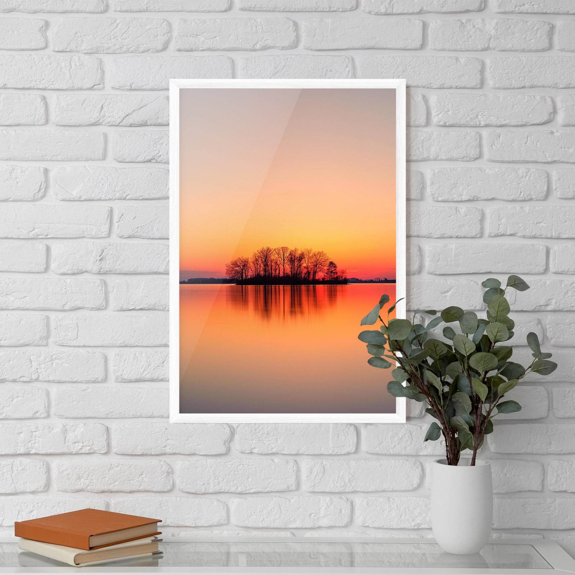 Gerahmte Poster Tree Sunset Lake mockup 5