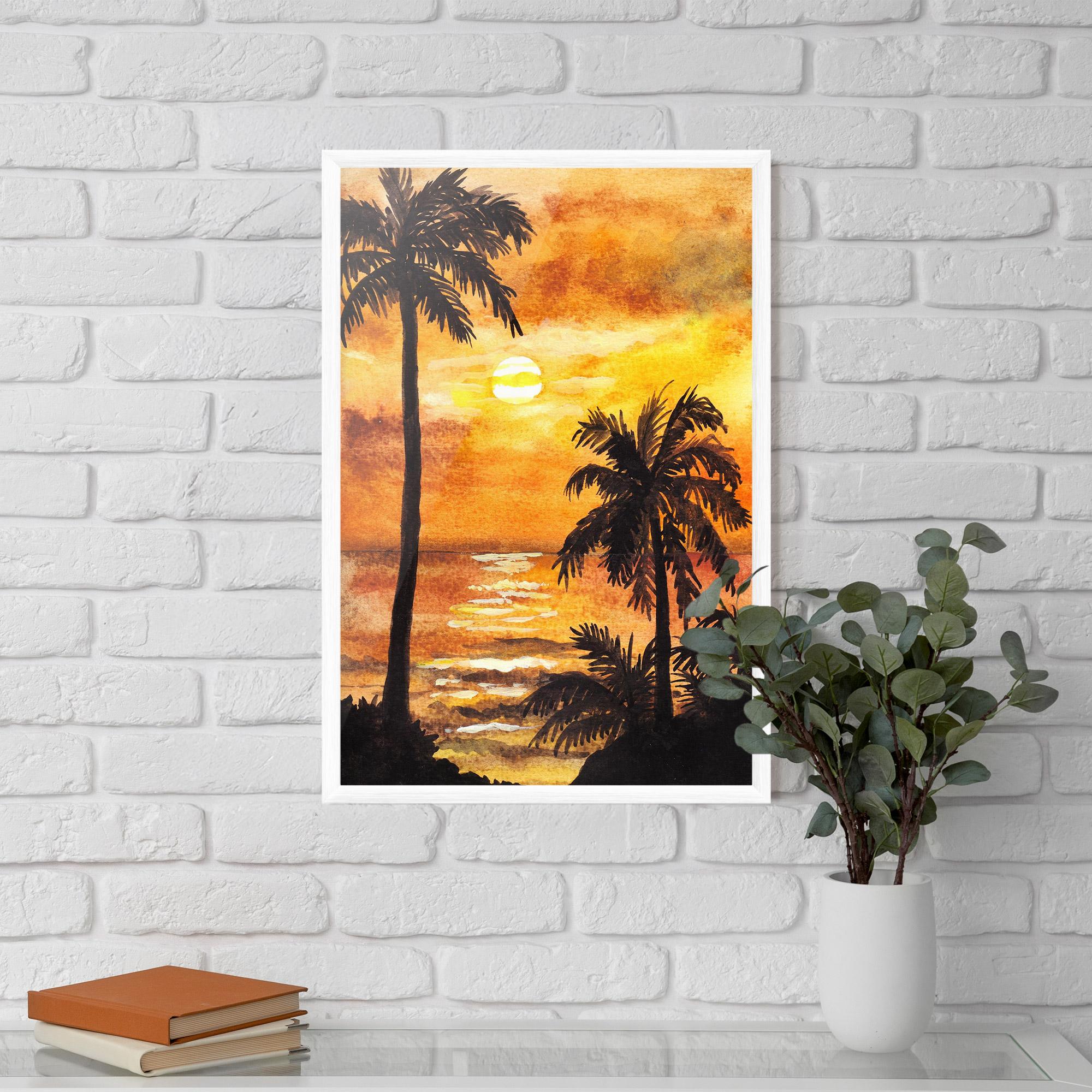 Gerahmte Poster Watercolor Painting Sunrise mockup 5