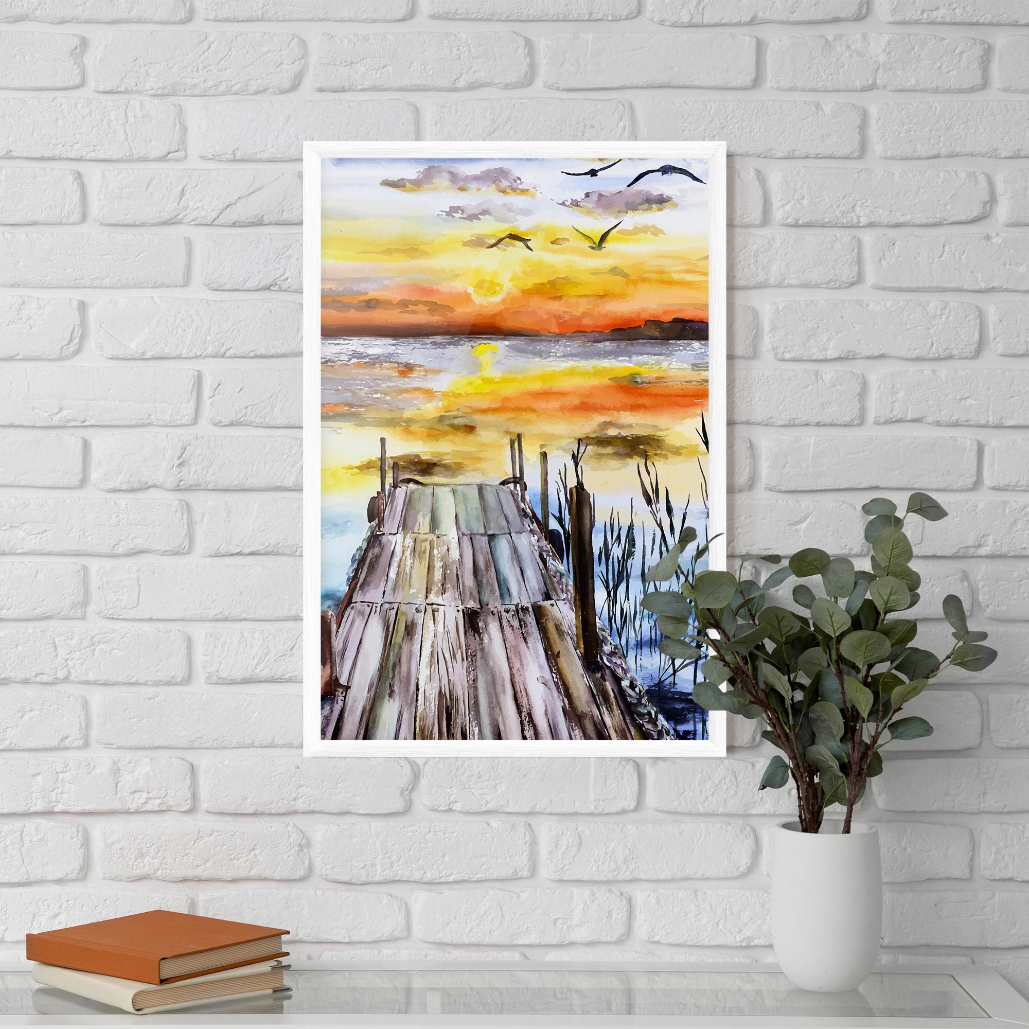 Gerahmte Poster Watercolor Sunset mockup 5