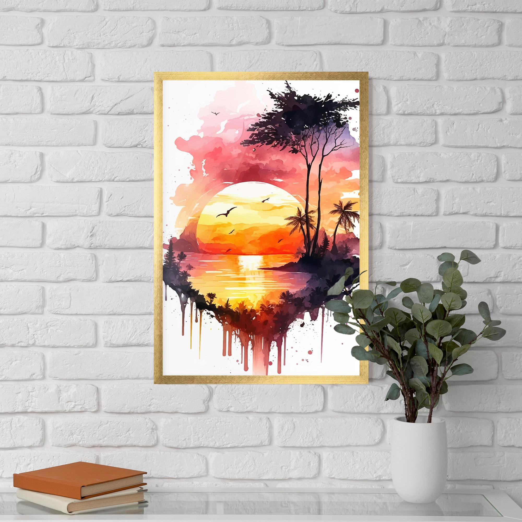 Gerahmte Poster Purple Sunset Art mockup 5