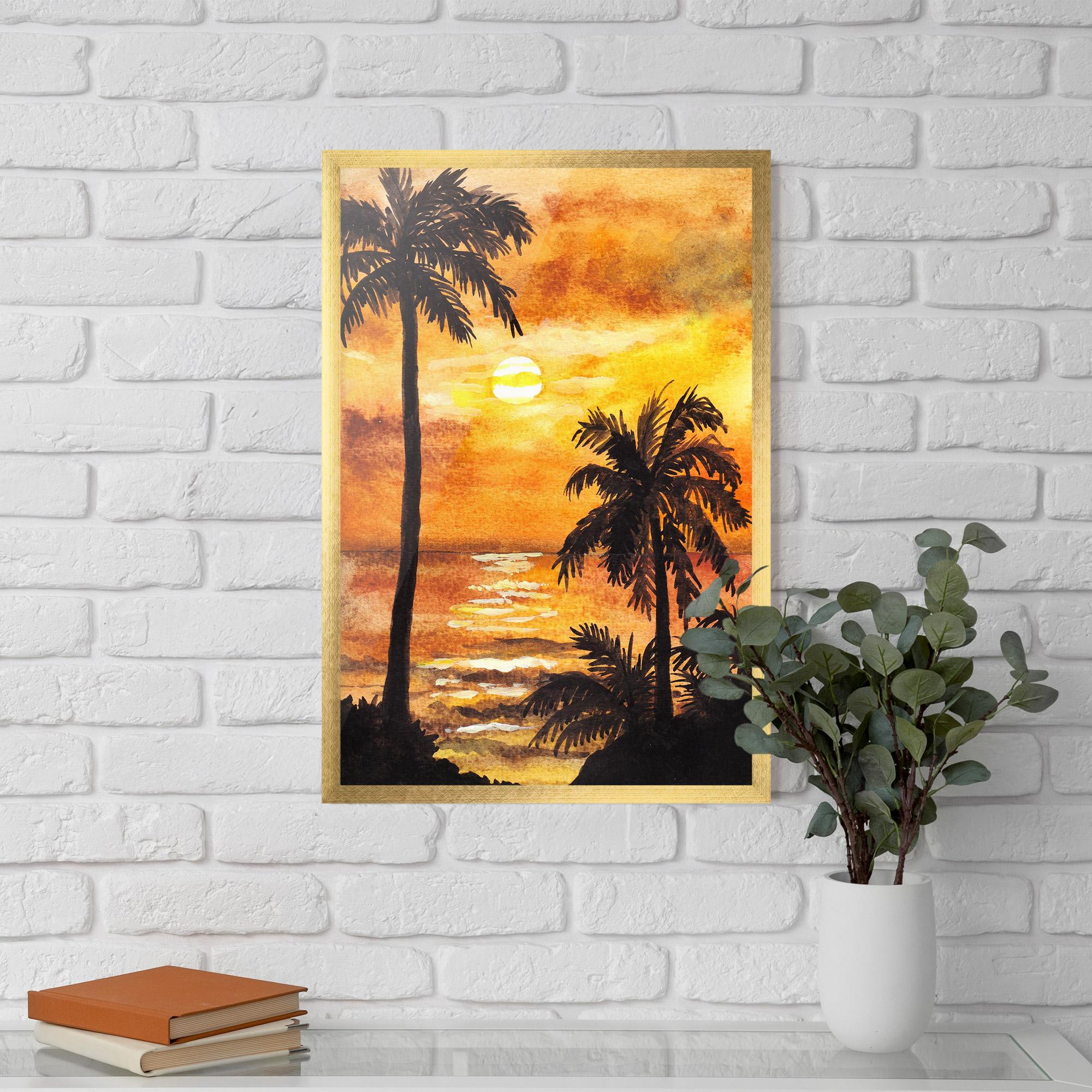 Gerahmte Poster Watercolor Painting Sunrise mockup 5