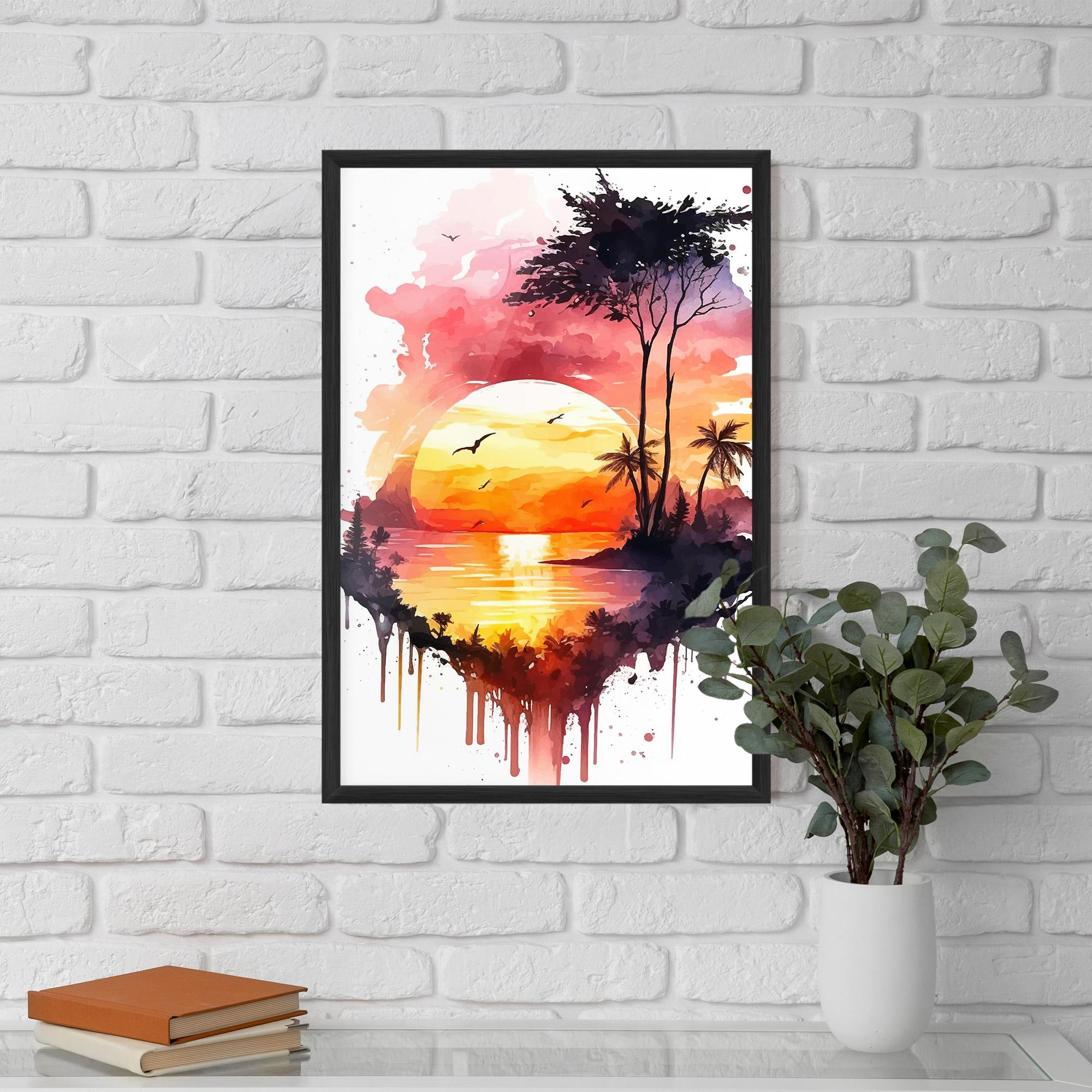 Gerahmte Poster Purple Sunset Art mockup 5