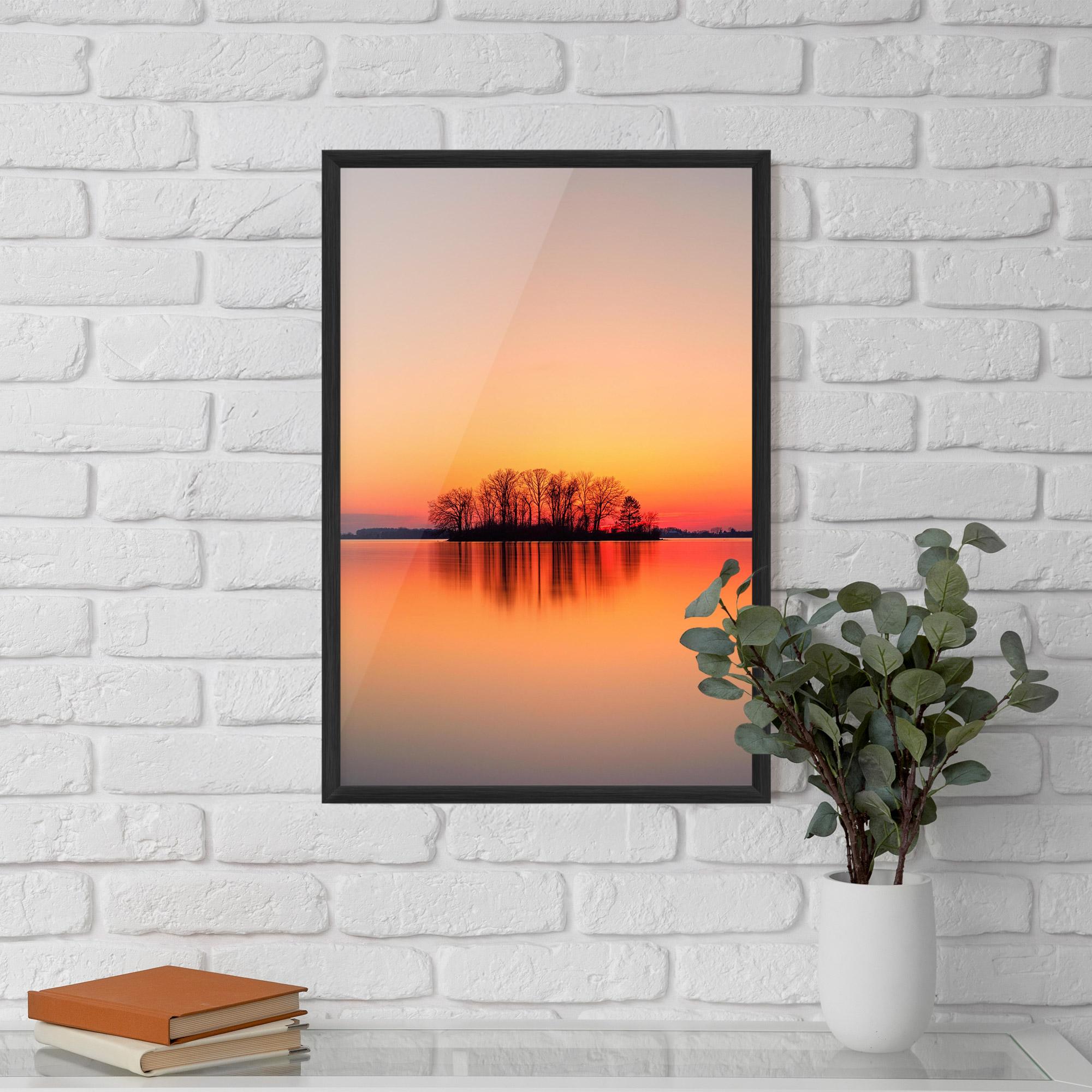 Gerahmte Poster Tree Sunset Lake mockup 5