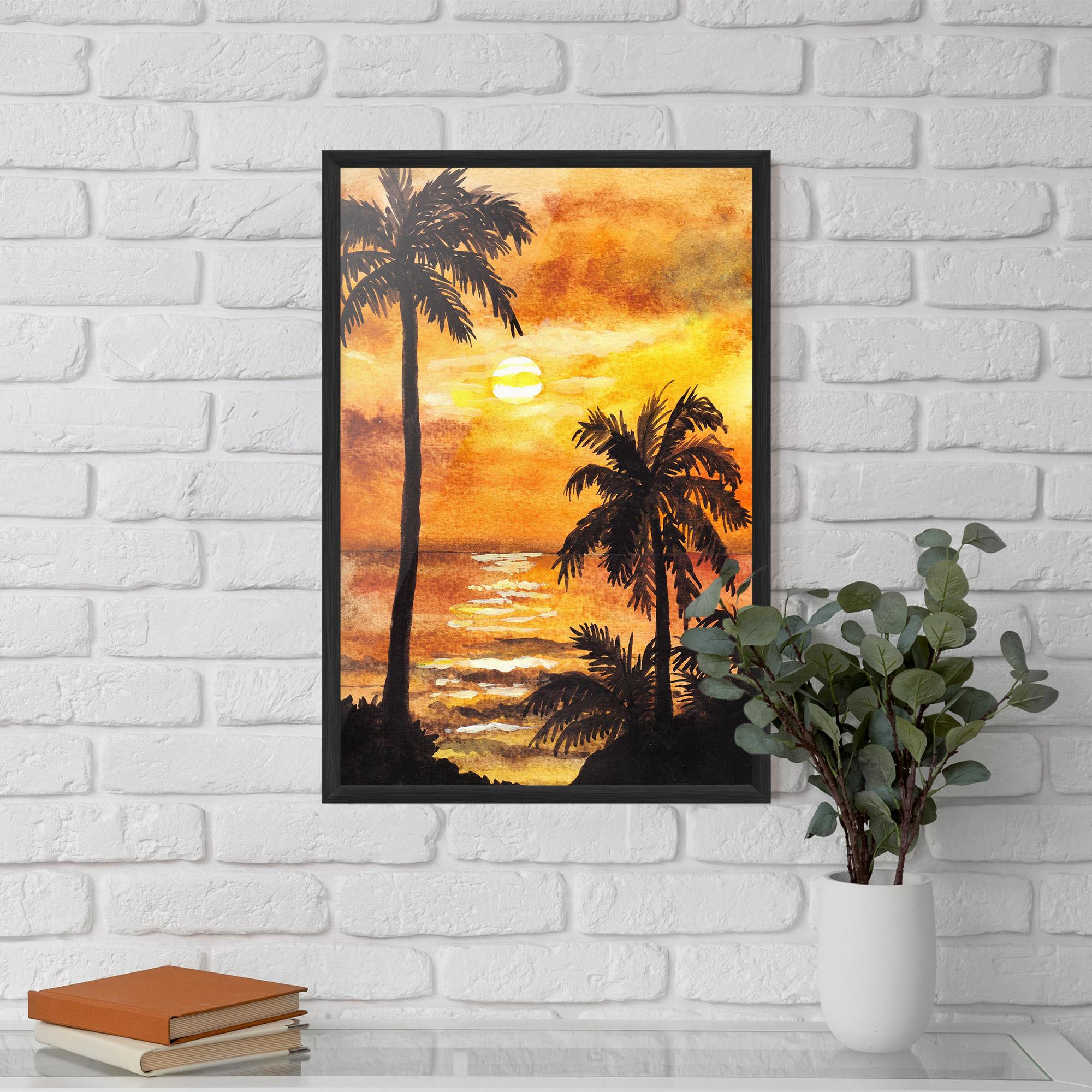 Gerahmte Poster Watercolor Painting Sunrise mockup 5