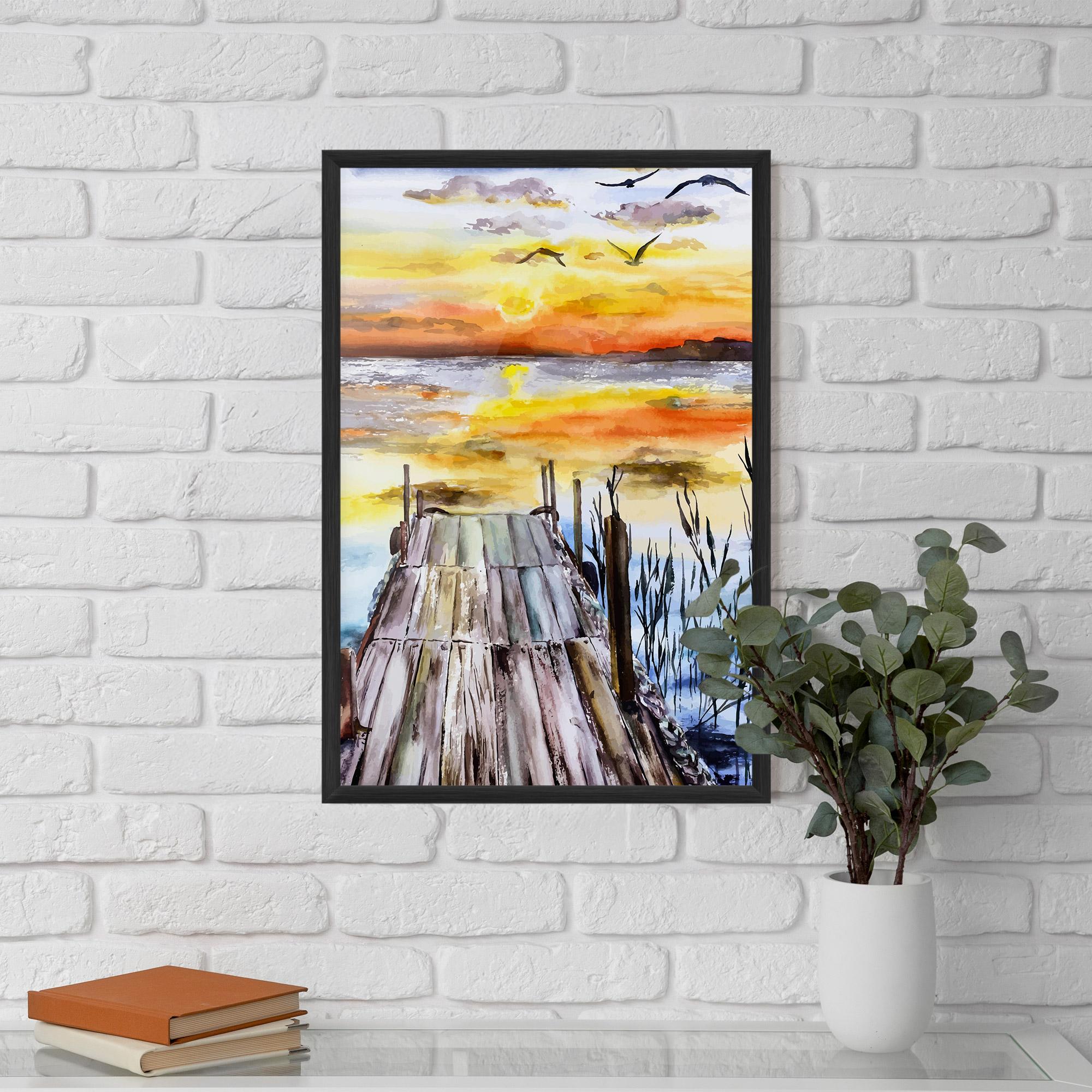 Gerahmte Poster Watercolor Sunset mockup 5
