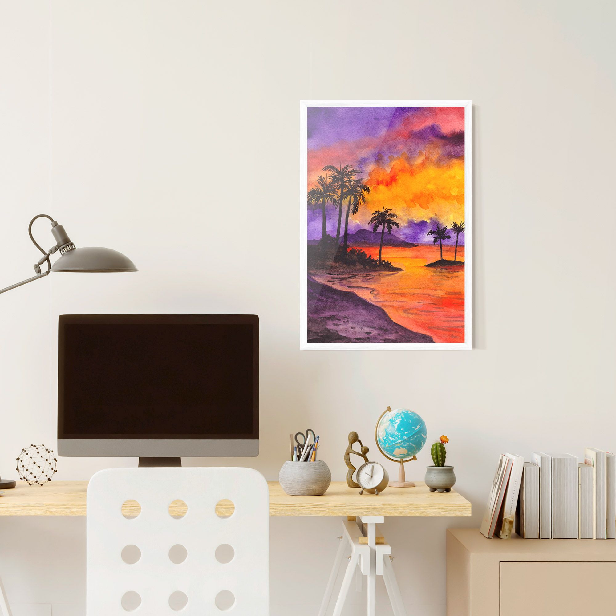 Sunset Watercolor Painting mockup 6