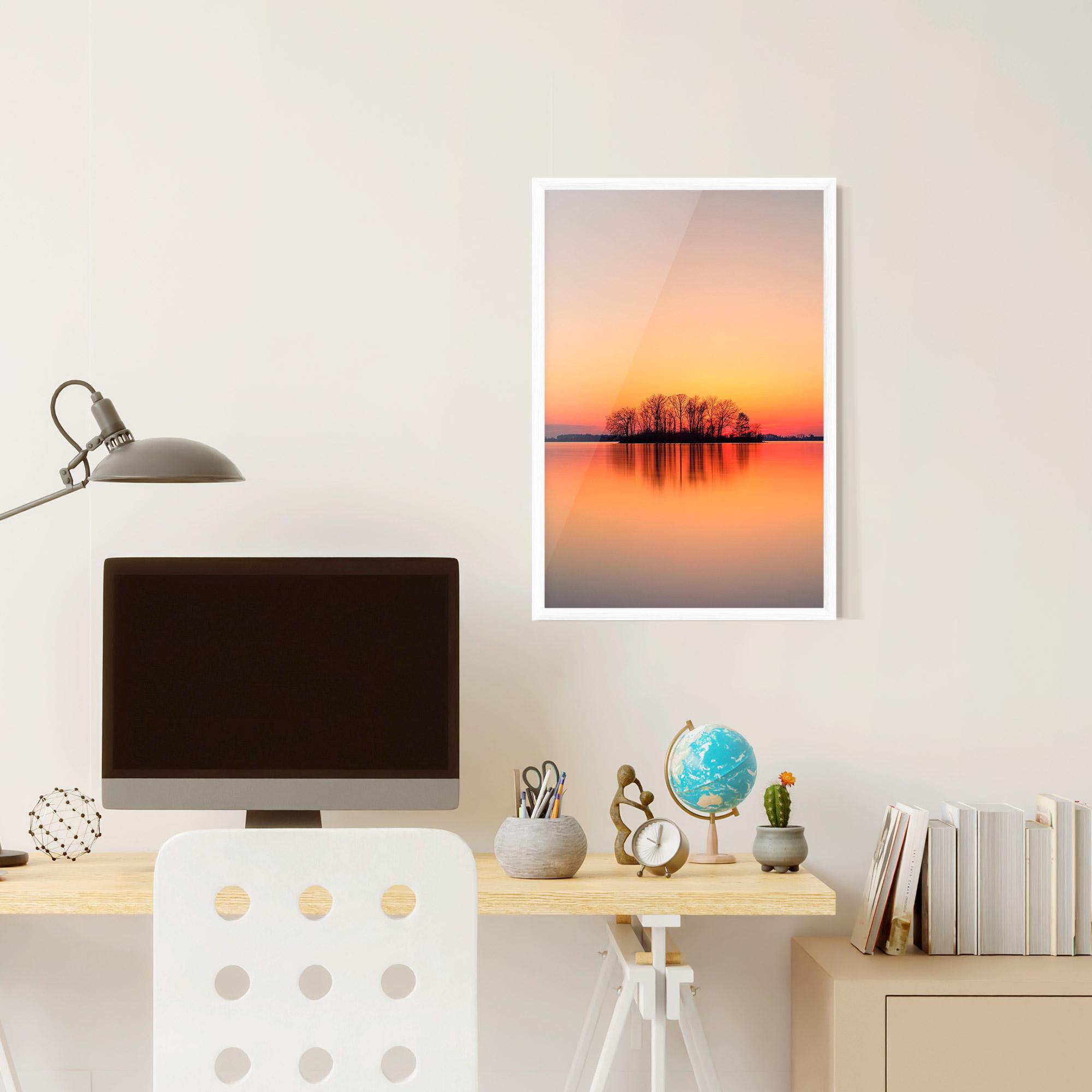 Gerahmte Poster Tree Sunset Lake mockup 6