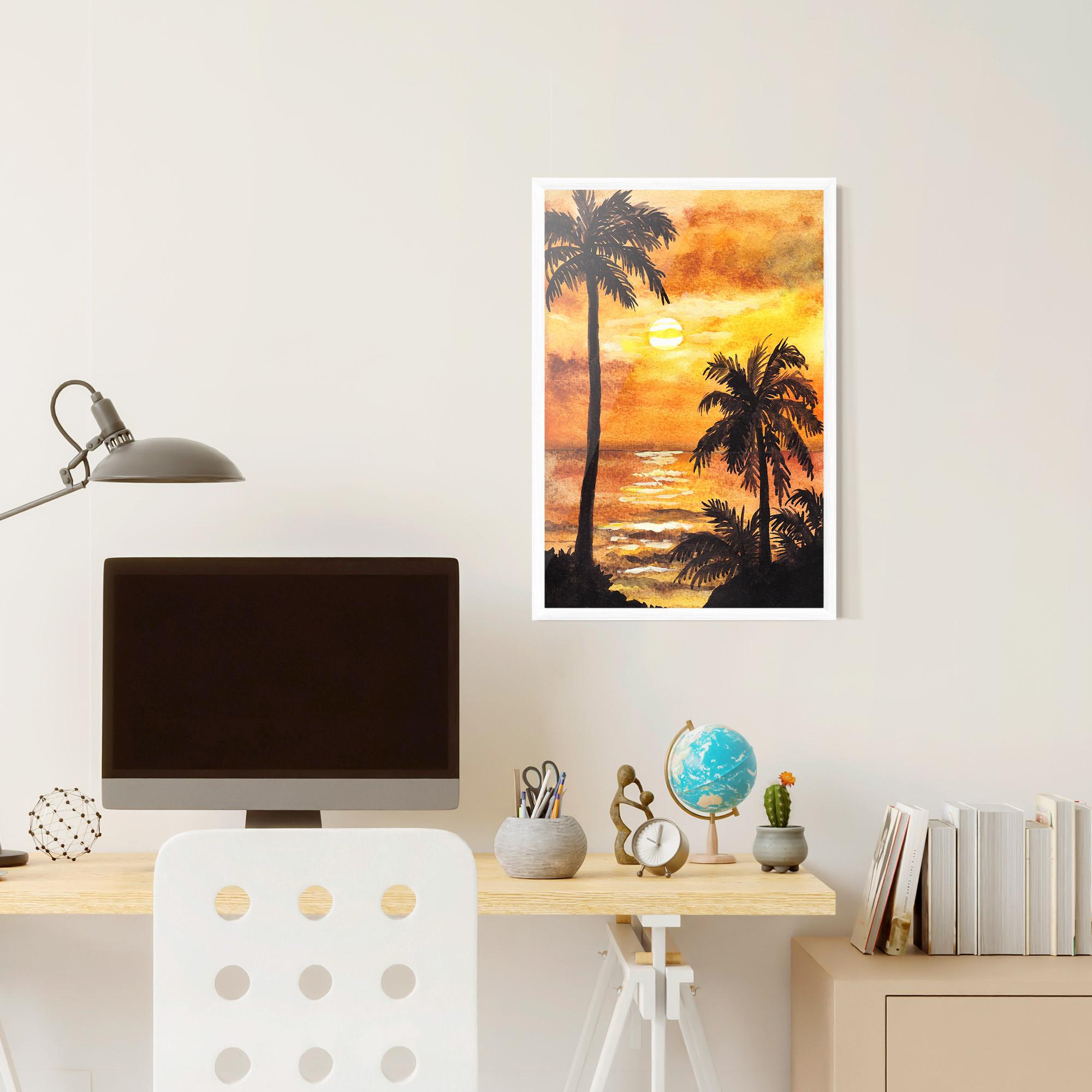 Gerahmte Poster Watercolor Painting Sunrise mockup 6