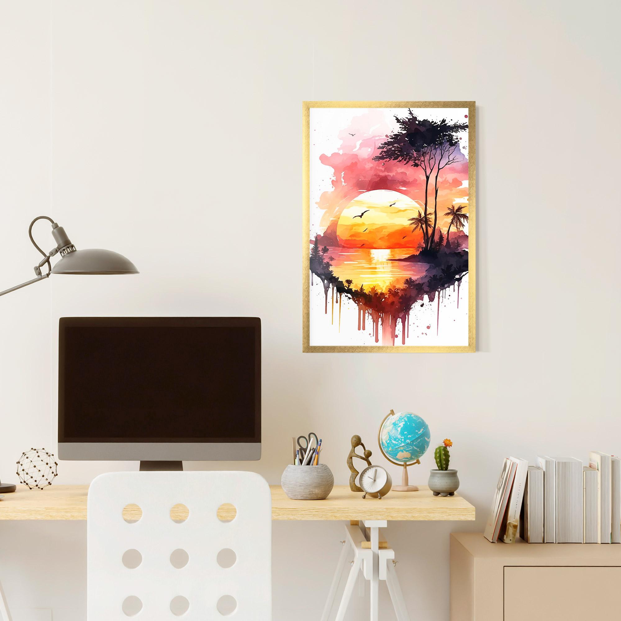 Gerahmte Poster Purple Sunset Art mockup 6