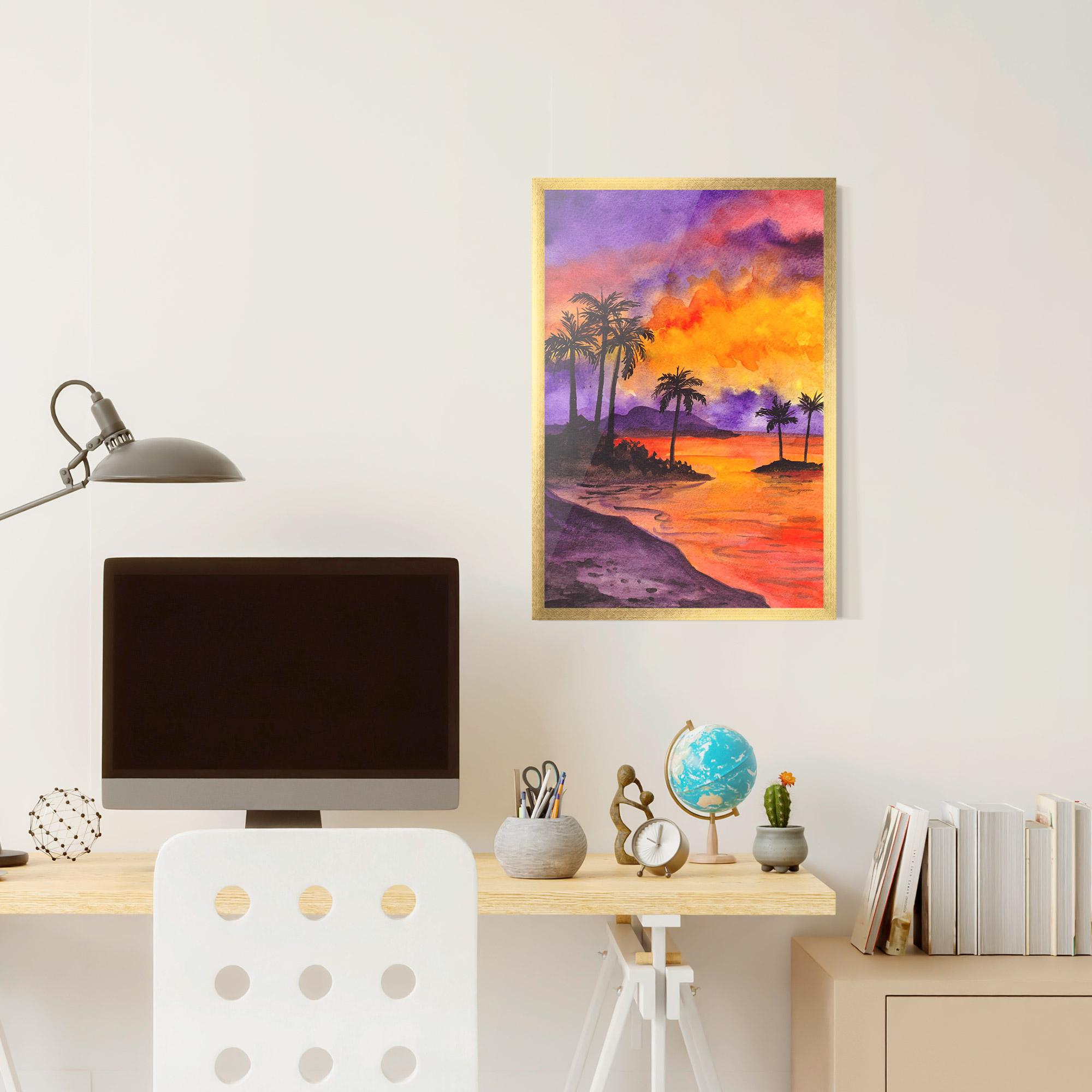 Gerahmte Poster Sunset Watercolor Painting mockup 6