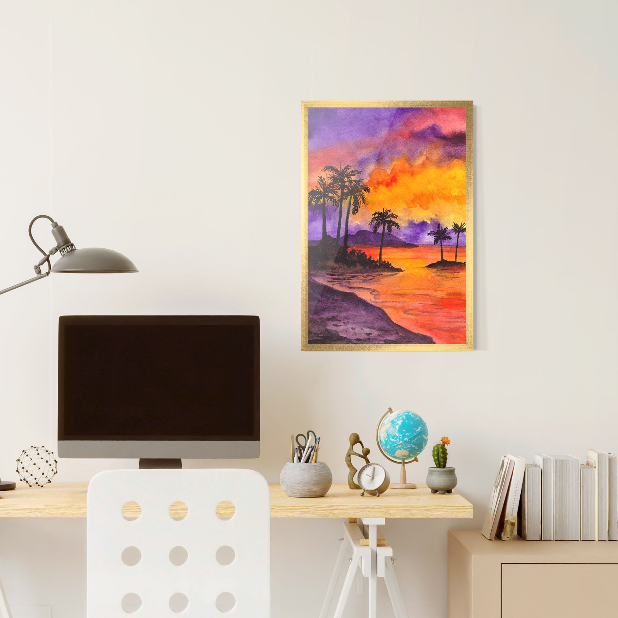 Sunset Watercolor Painting mockup 6