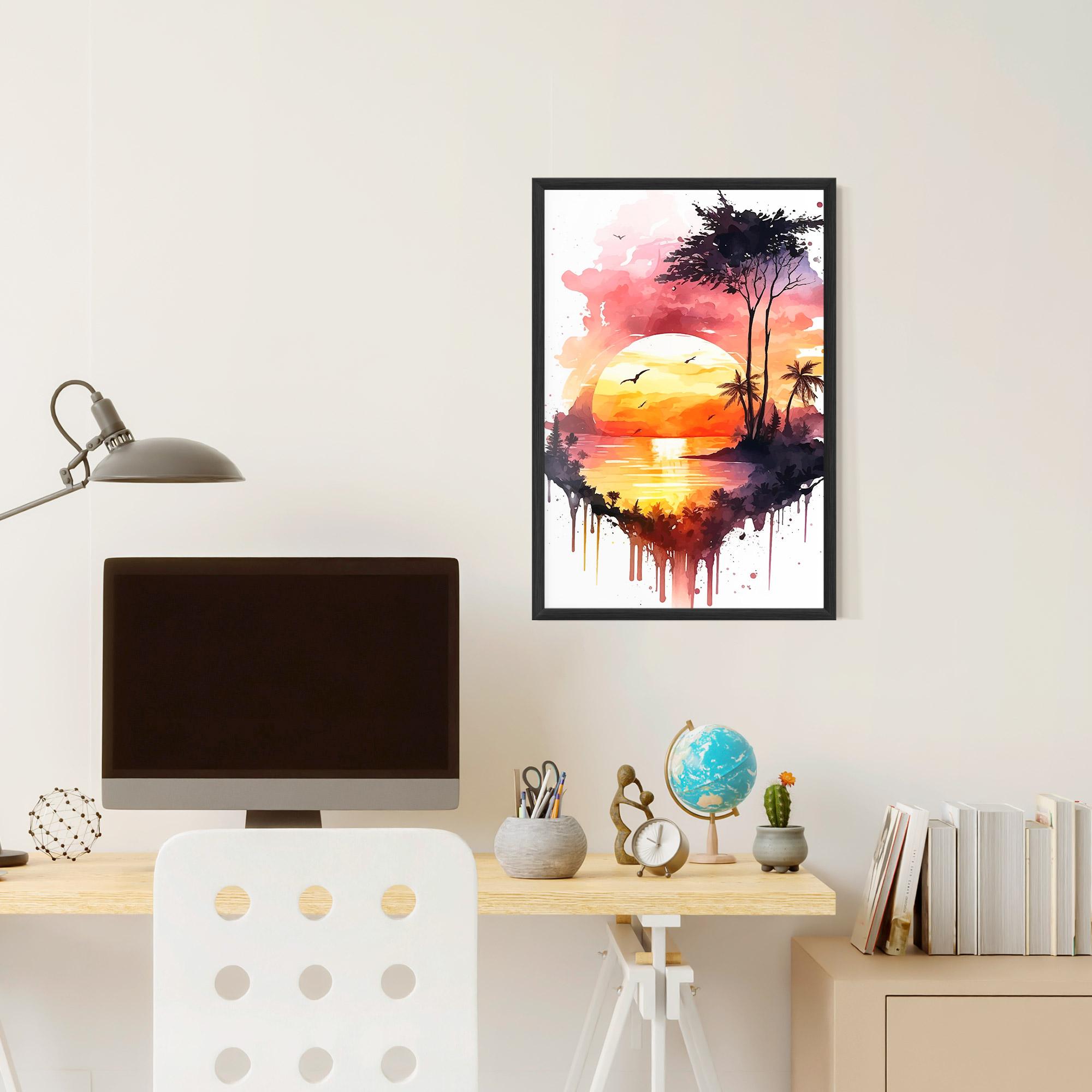 Gerahmte Poster Purple Sunset Art mockup 6