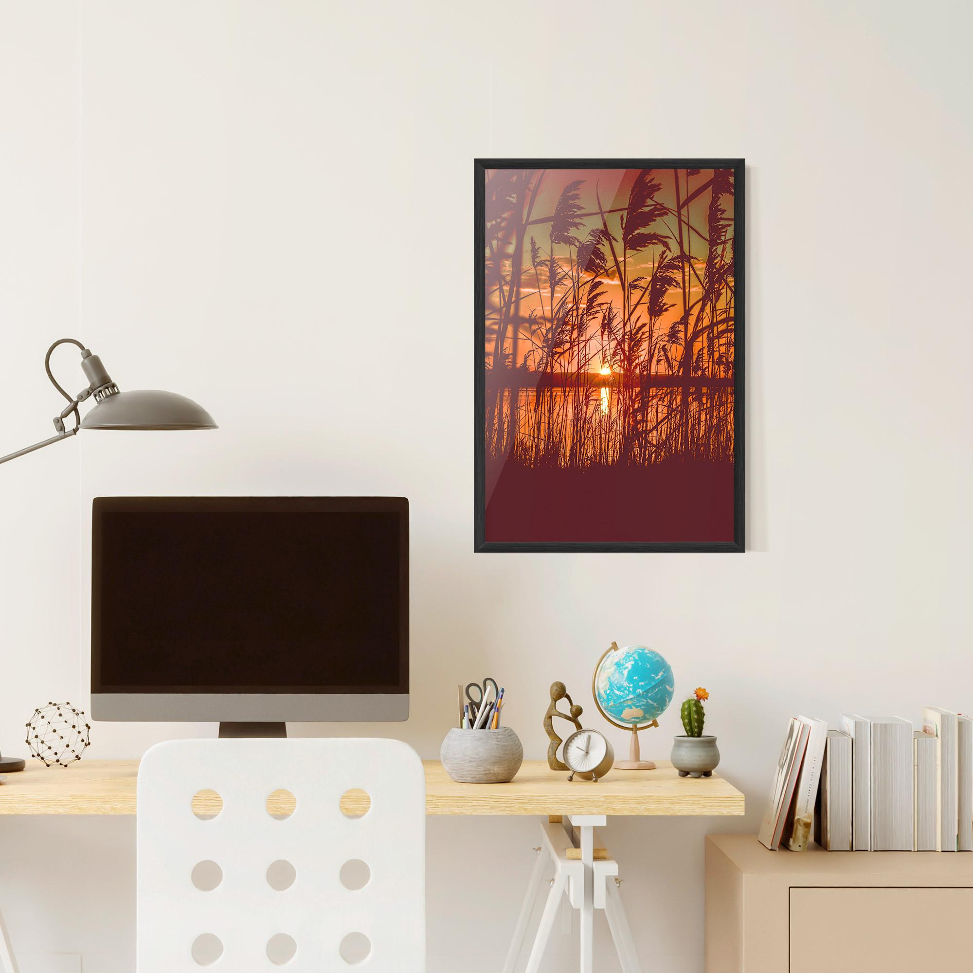 Gerahmte Poster Red Sunset Lake mockup 6