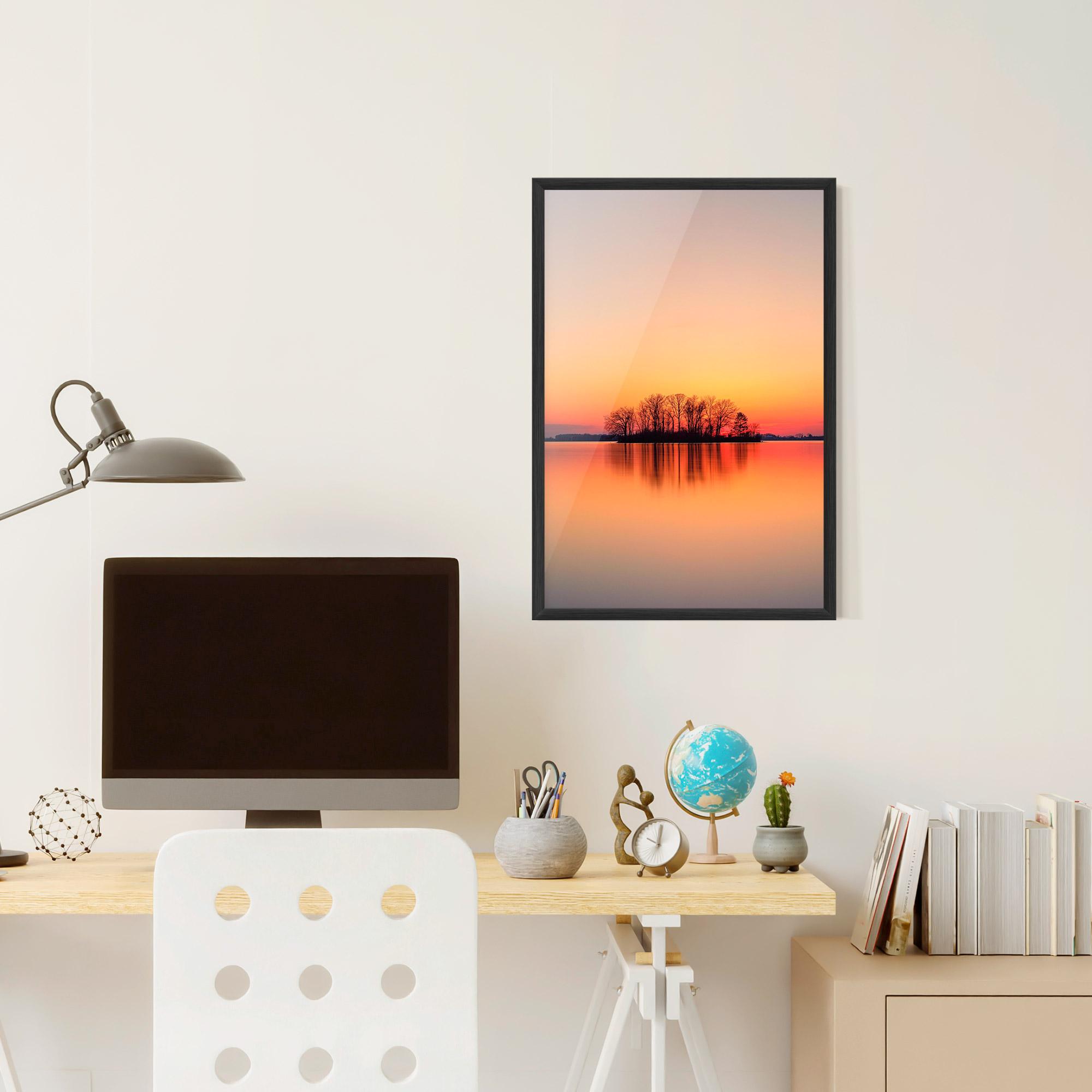 Gerahmte Poster Tree Sunset Lake mockup 6