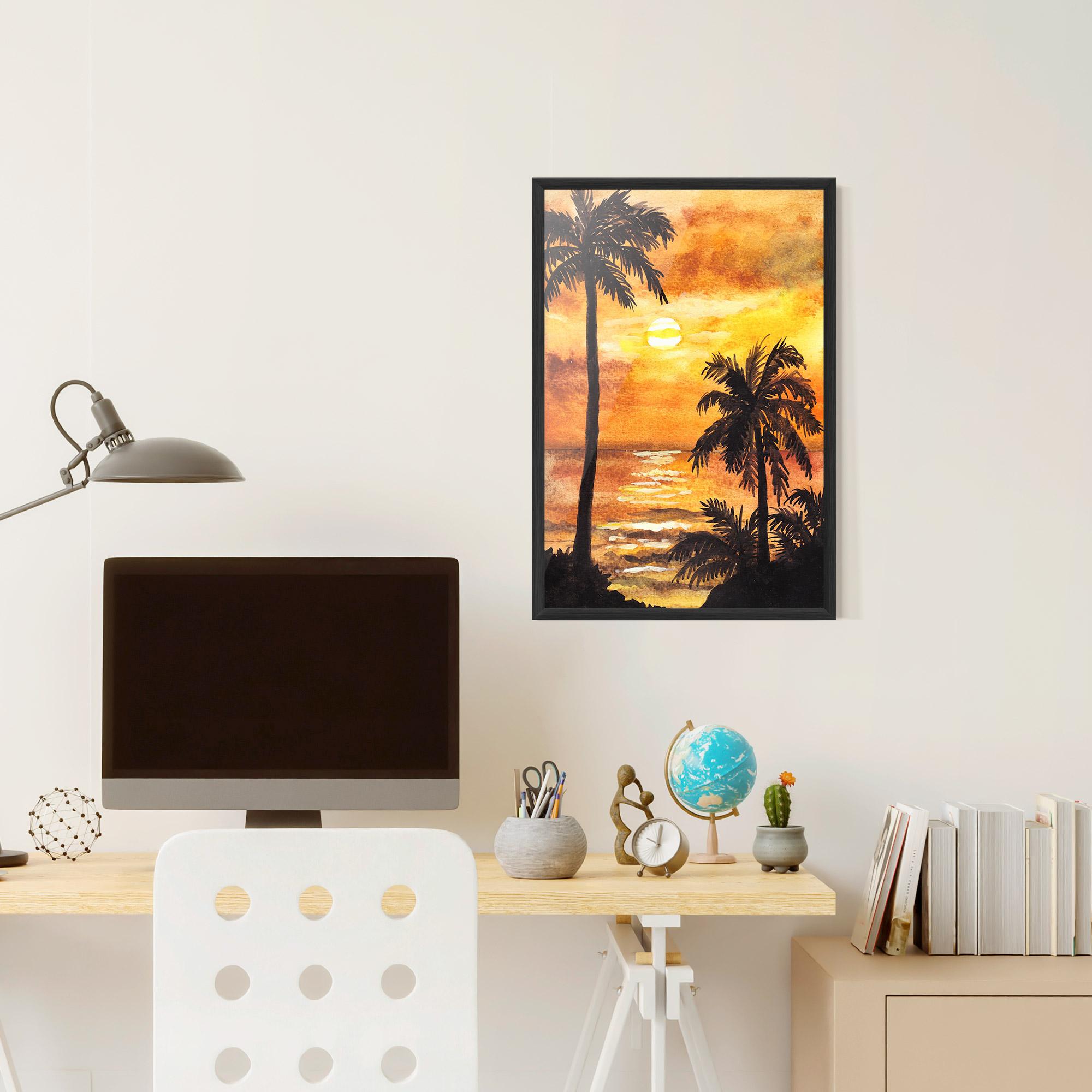 Gerahmte Poster Watercolor Painting Sunrise mockup 6