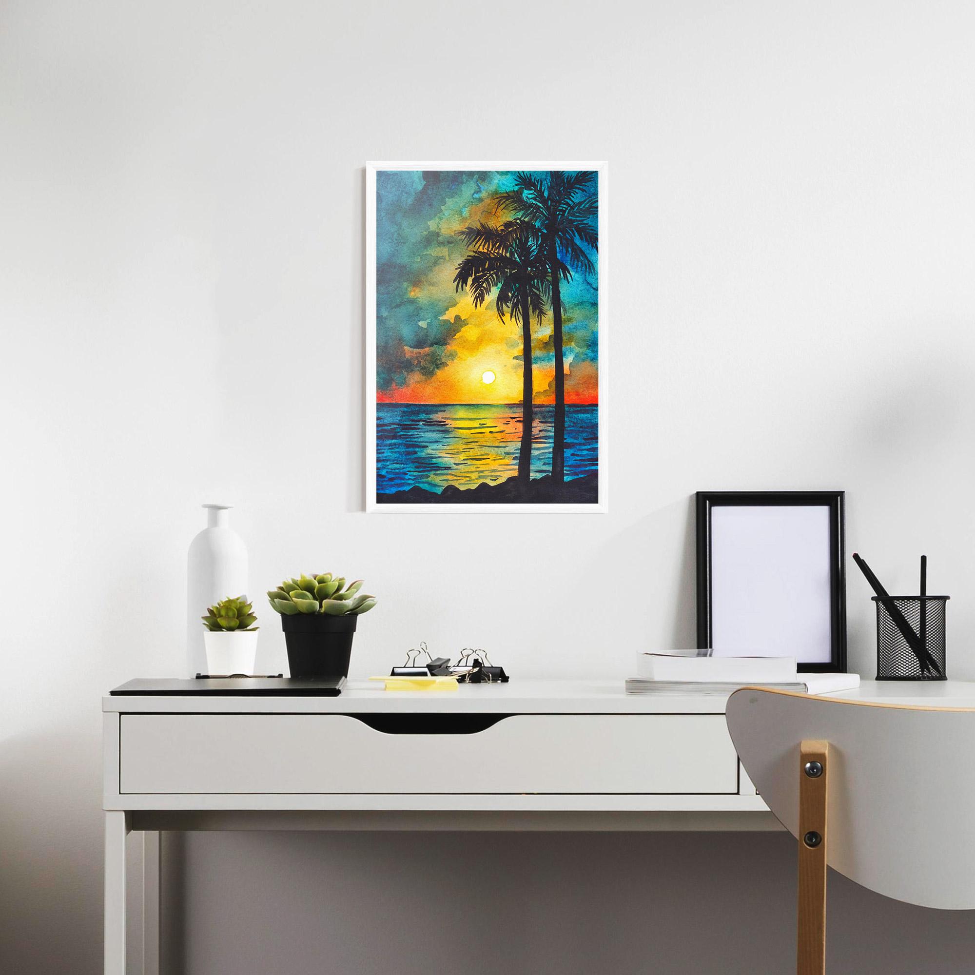 Gerahmte Poster Sunset Landscape Watercolor mockup 7