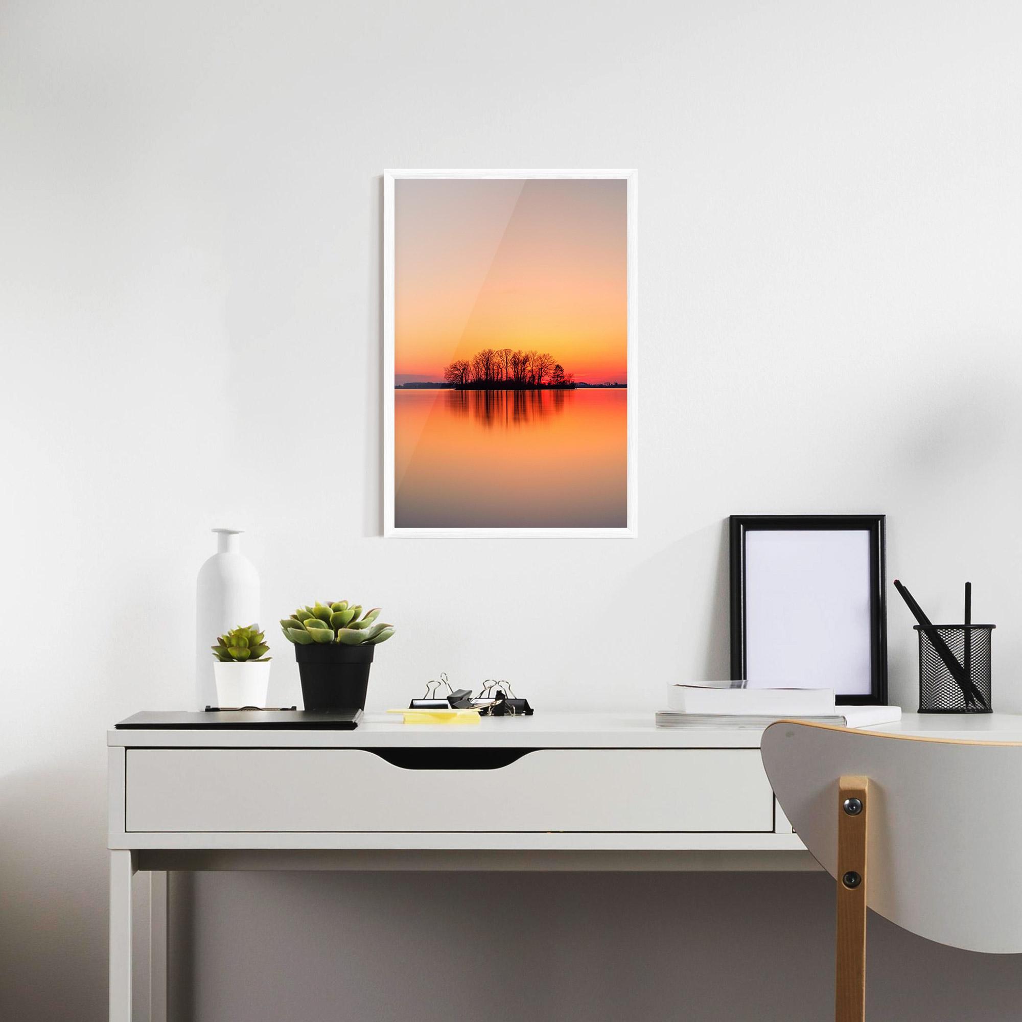 Gerahmte Poster Tree Sunset Lake mockup 7